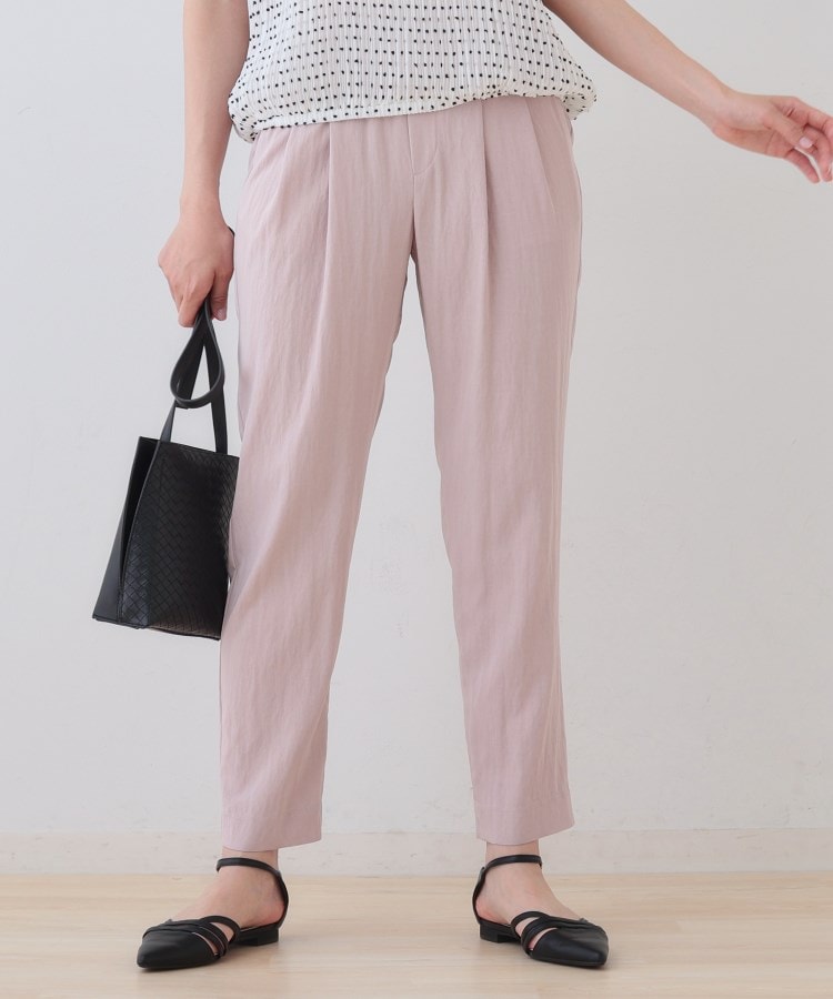 インディヴィ INDIVI 【シワになりにくい】コットンライクテーパードパンツ （ライトピンク(070)） ライトピンク(070)