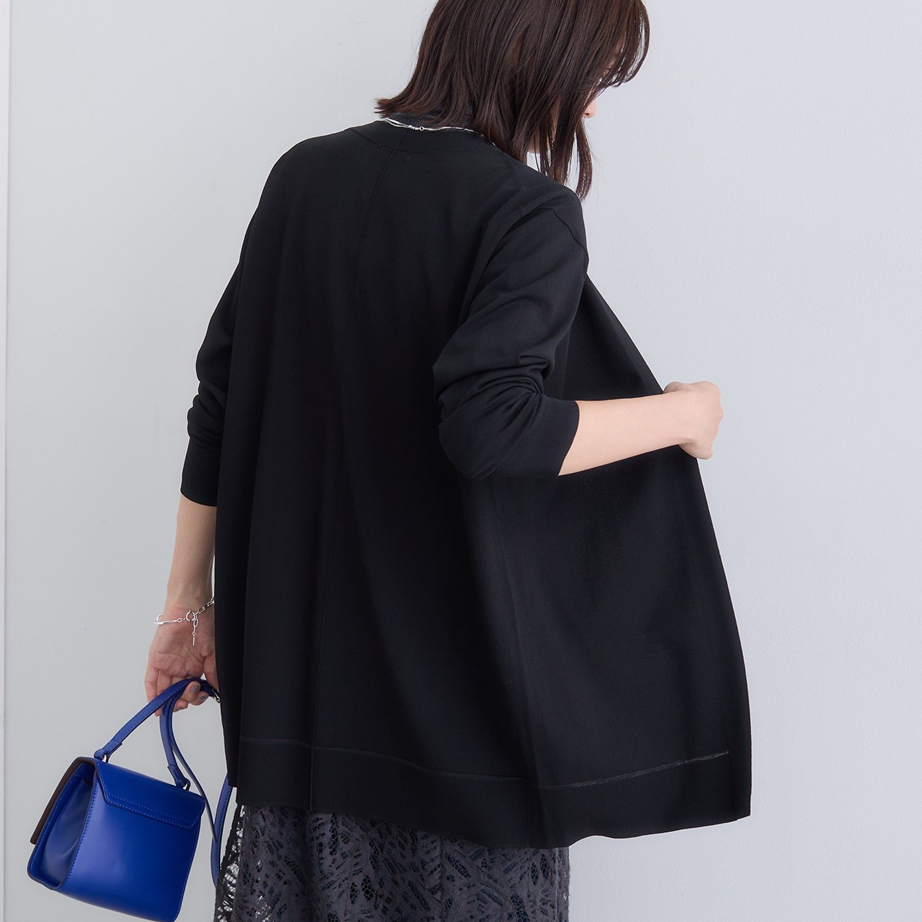 インディヴィ INDIVI 【洗える】着流しロングカーディガン （ライトグレー(011)） ライトグレー(011)