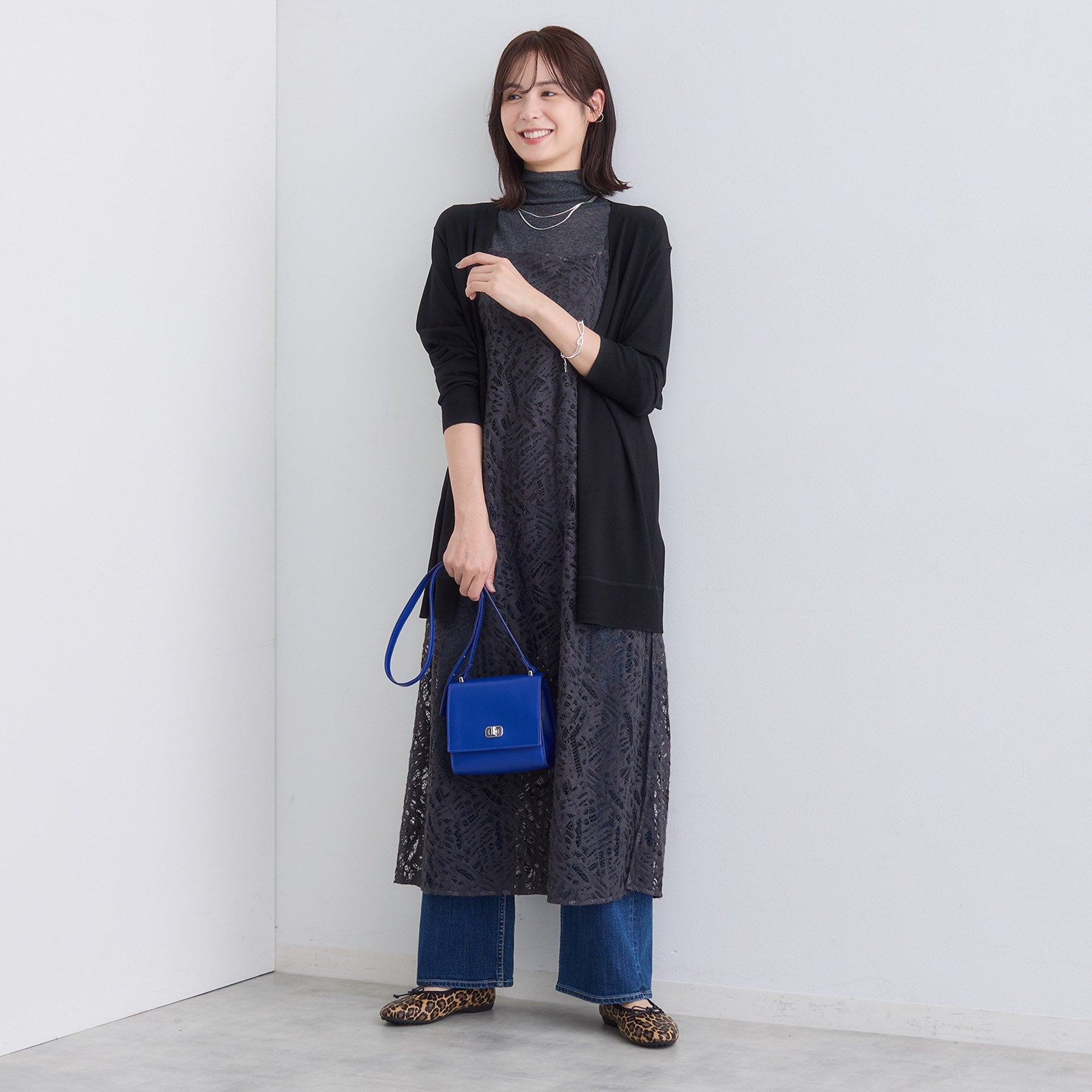 インディヴィ INDIVI 【洗える】着流しロングカーディガン （ライトグレー(011)） ライトグレー(011)