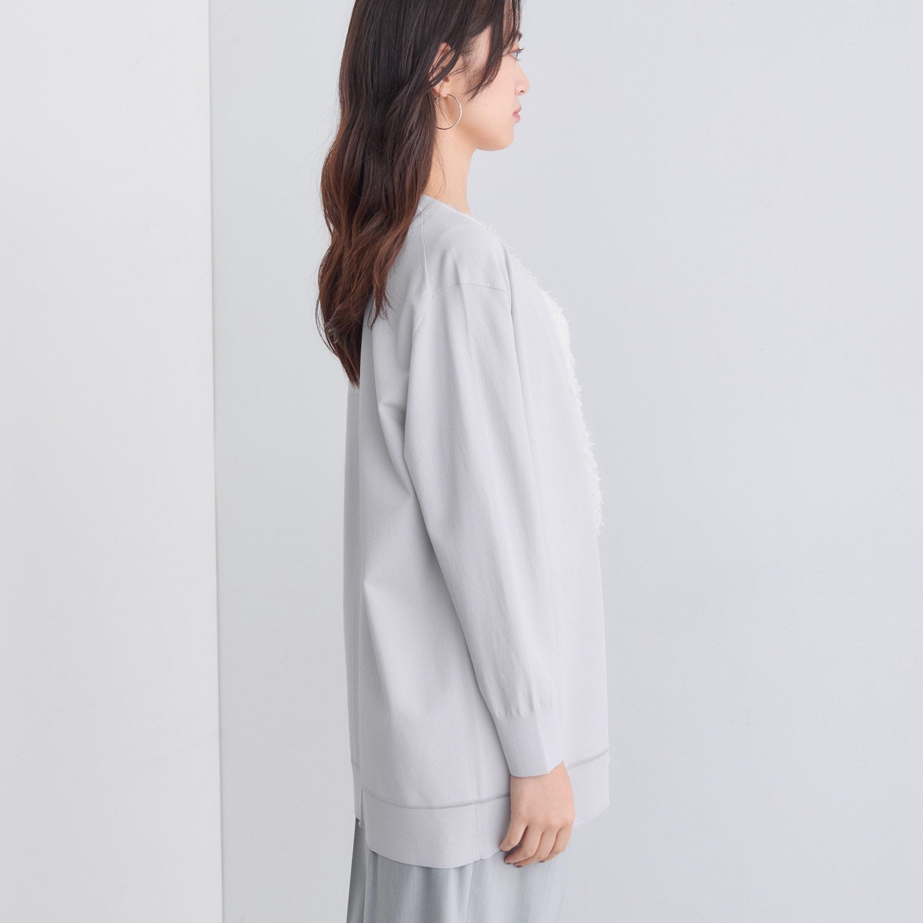 インディヴィ INDIVI 【洗える】着流しロングカーディガン （ライトグレー(011)） ライトグレー(011)