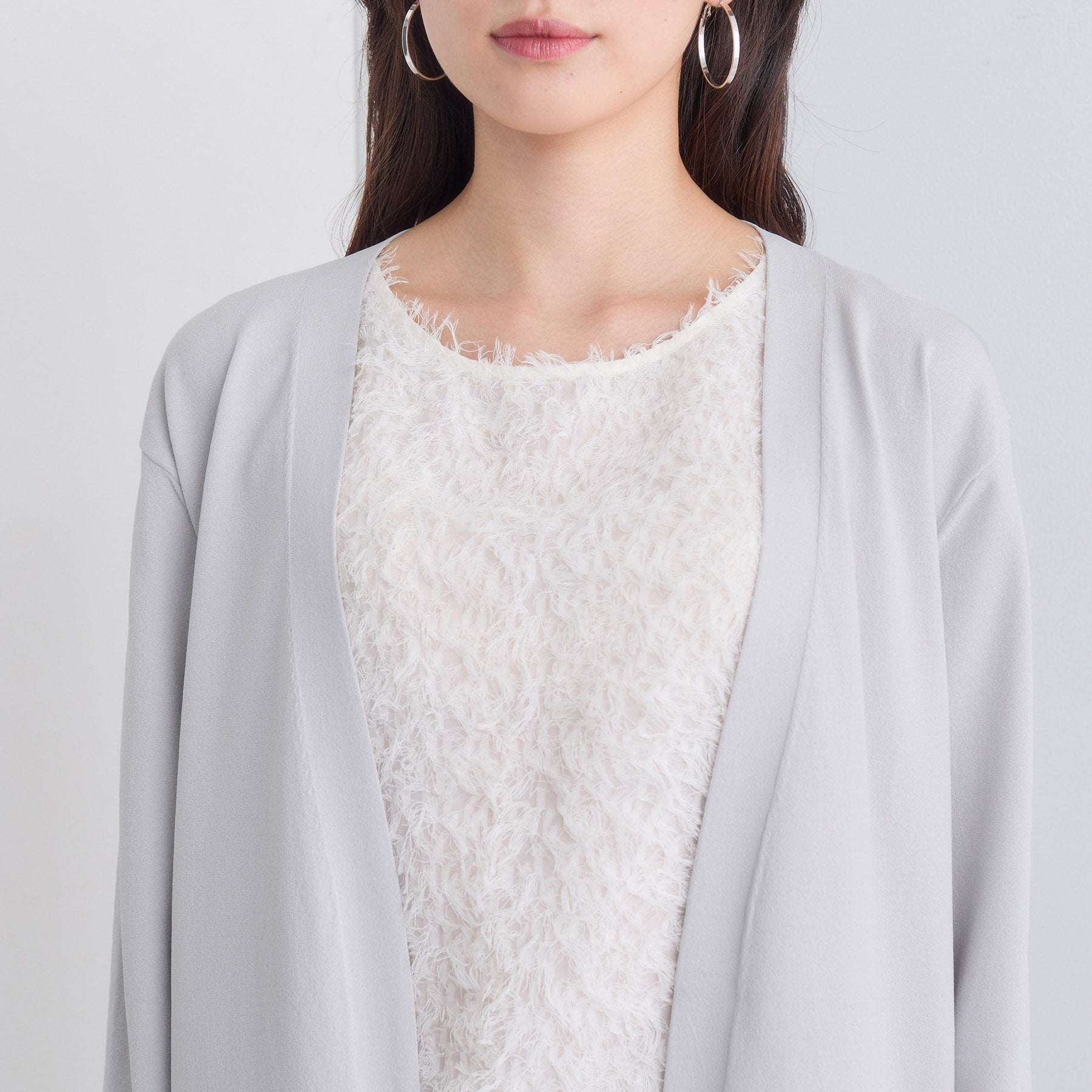 インディヴィ INDIVI 【洗える】着流しロングカーディガン （ライトグレー(011)） ライトグレー(011)