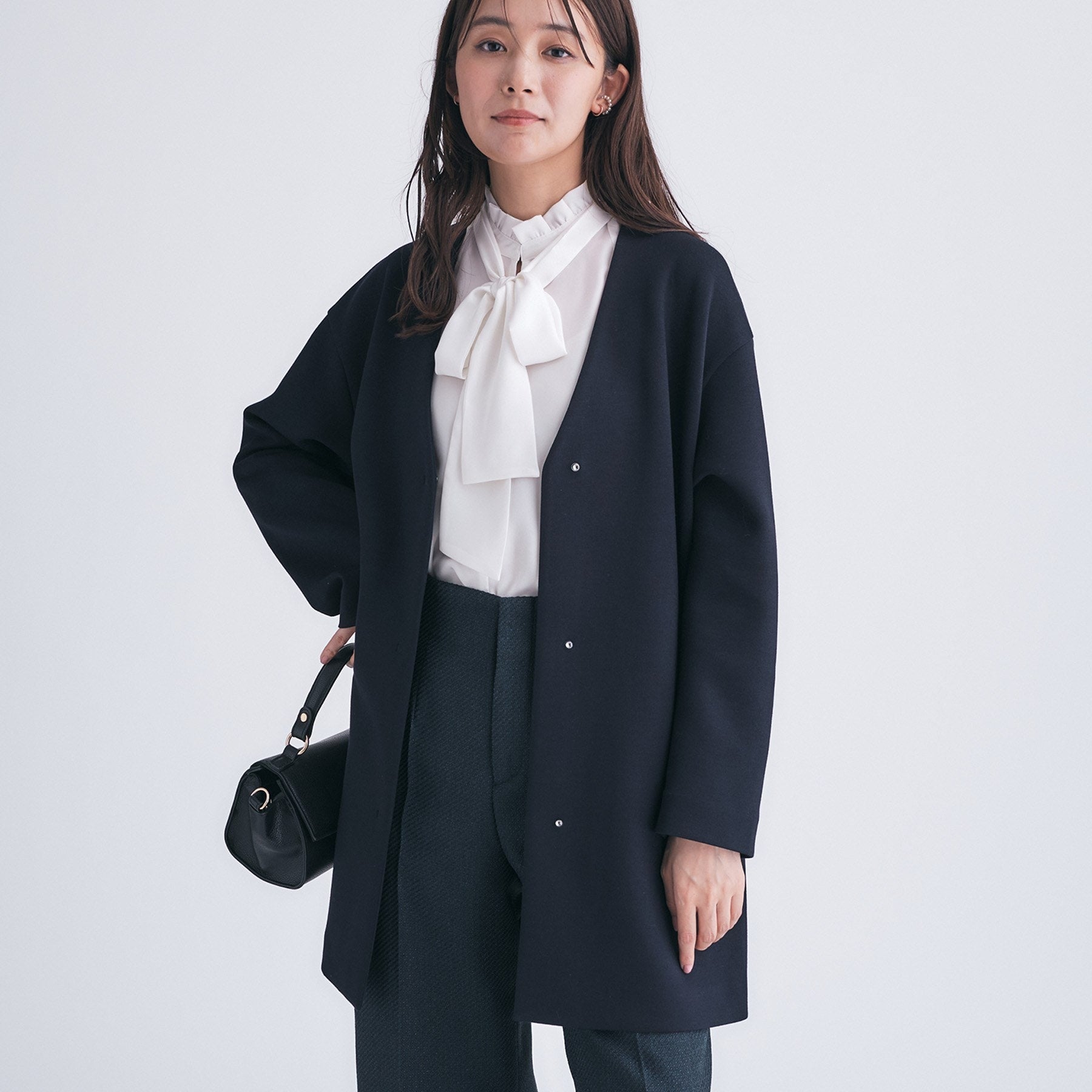 インディヴィ INDIVI 【ダンボール素材】ノーカラーIライン ライトコート （ライトグレー(611)） ライトグレー(611)