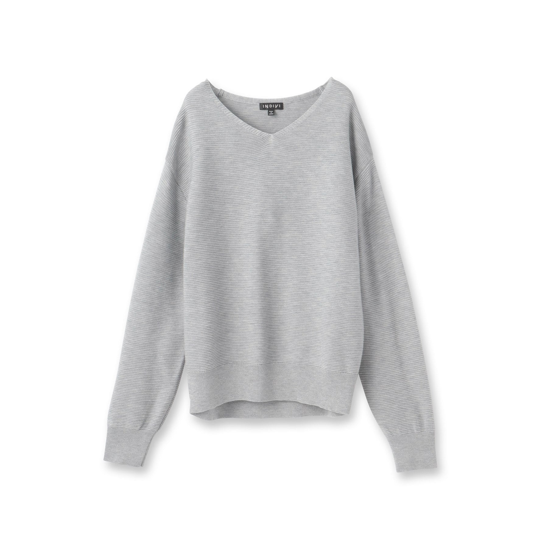 インディヴィ INDIVI 【ウール混ラメ素材】Vネック煌めきニット （オフホワイト(003)） オフホワイト(003)