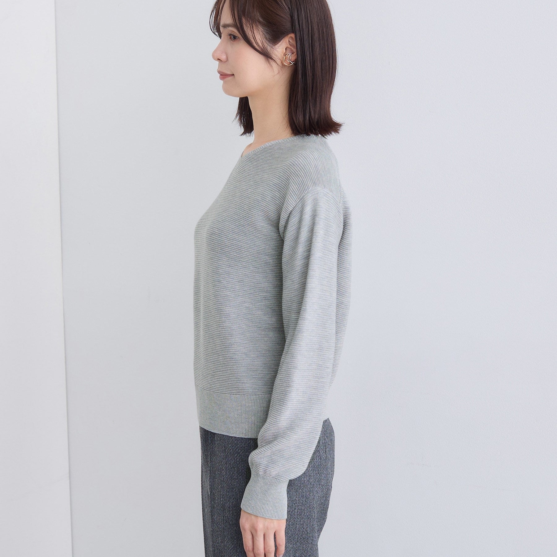 インディヴィ INDIVI 【ウール混ラメ素材】Vネック煌めきニット （オフホワイト(003)） オフホワイト(003)