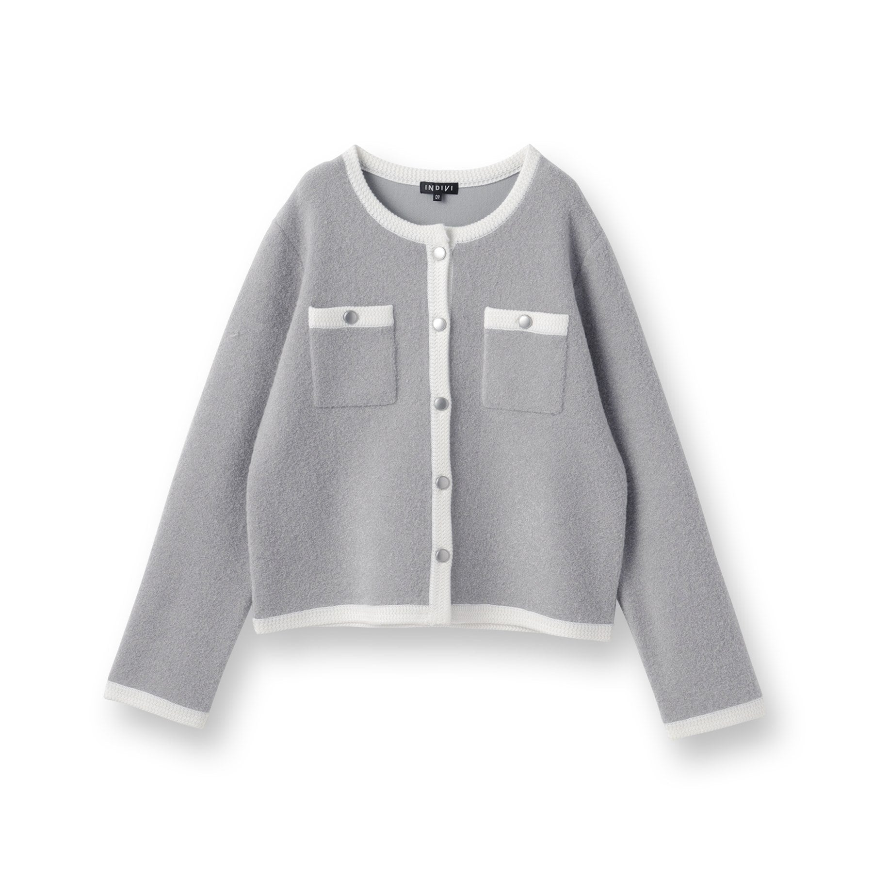 インディヴィ INDIVI 【ミニブークレ素材】ニットジャケット （ライトグレー(511)） ライトグレー(511)