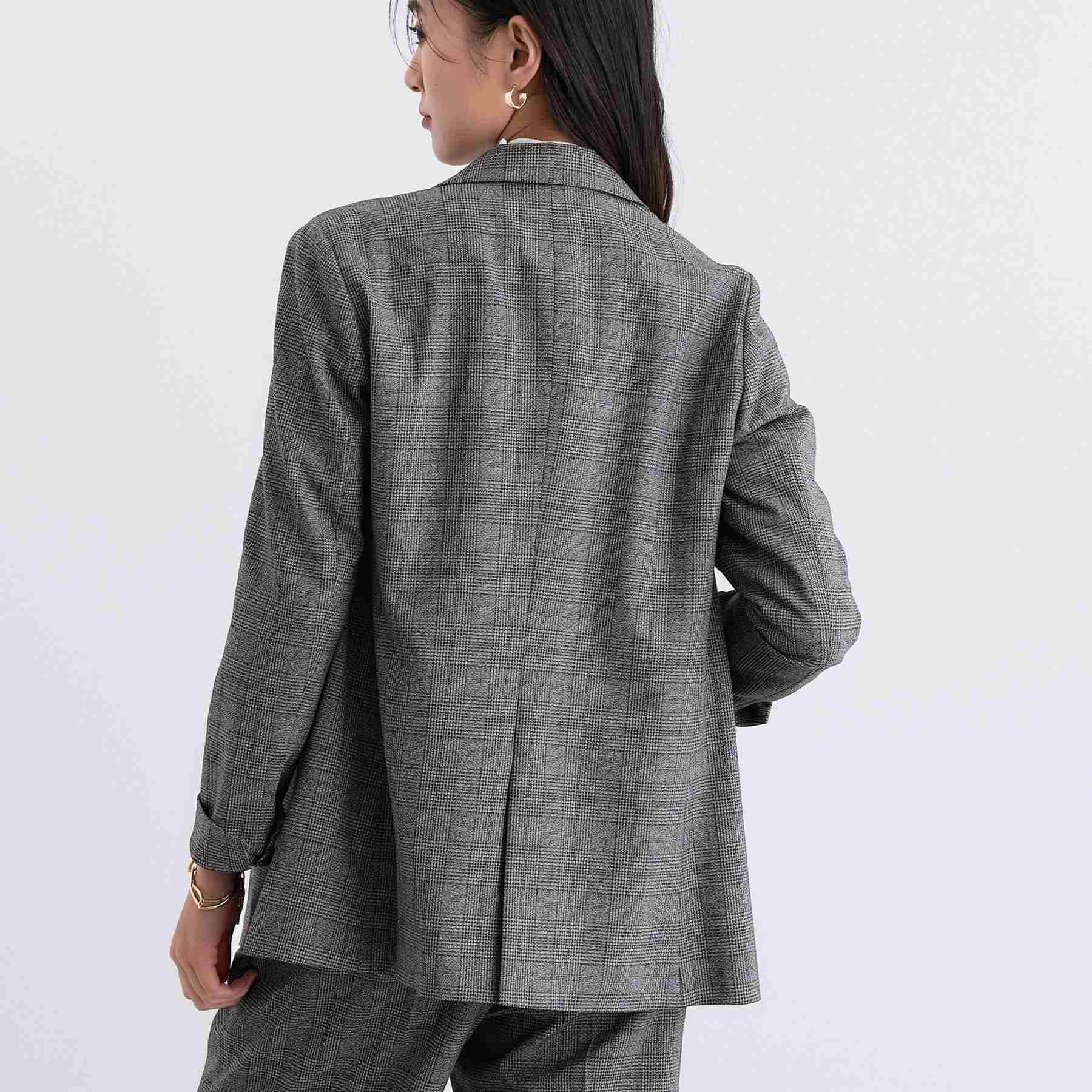 インディヴィ INDIVI 【洗える／オンオフ】チェック柄ダブルジャケット （ブラック(219)） ブラック(219)