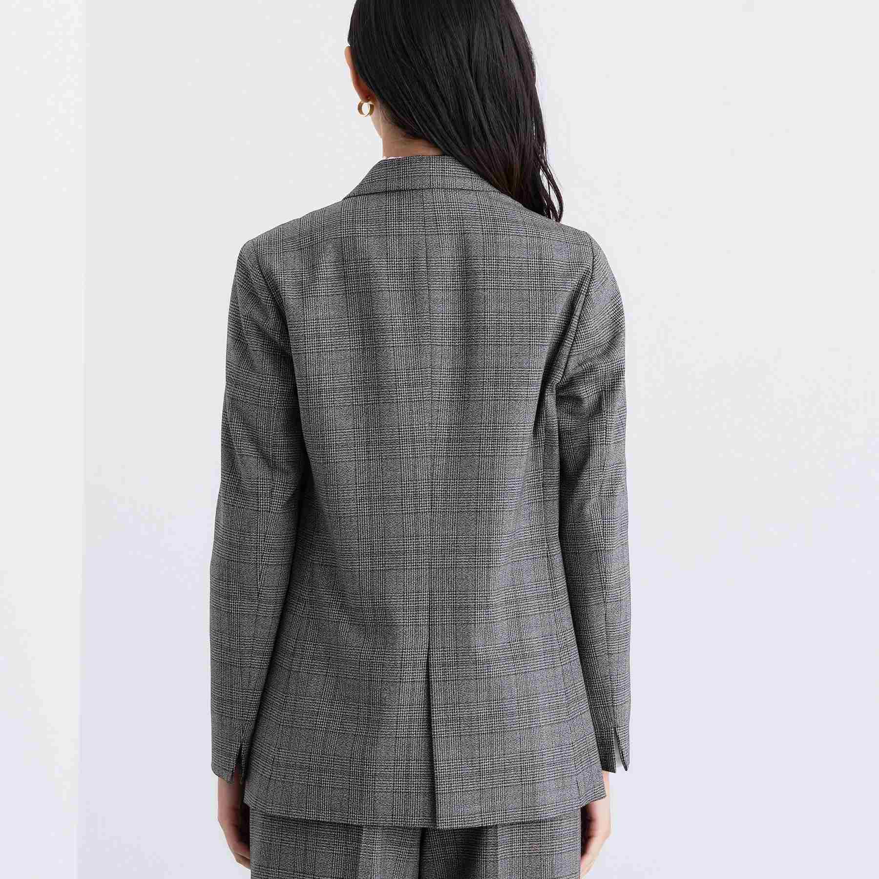 インディヴィ INDIVI 【洗える／オンオフ】チェック柄ダブルジャケット （ブラック(219)） ブラック(219)