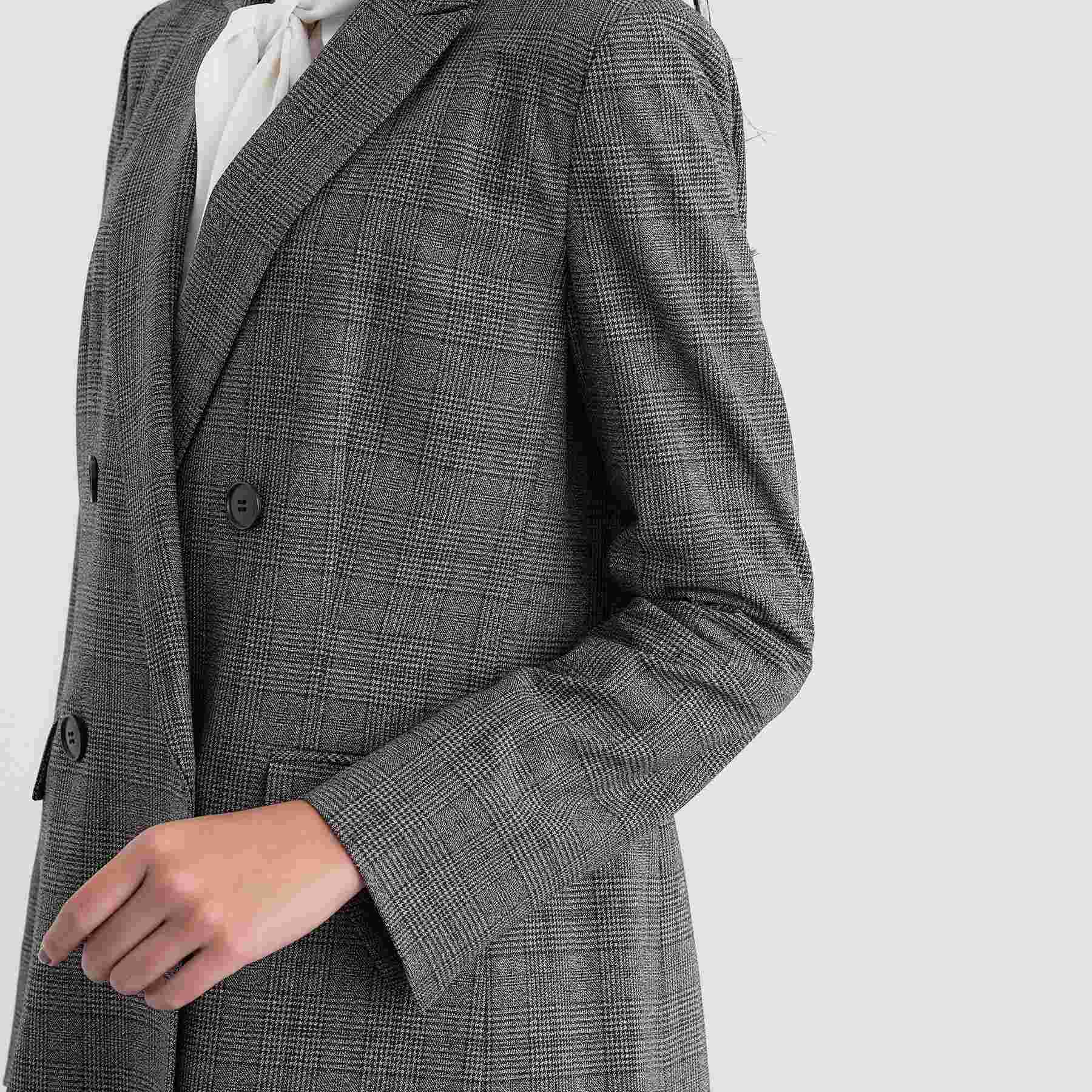 インディヴィ INDIVI 【洗える／オンオフ】チェック柄ダブルジャケット （ブラック(219)） ブラック(219)