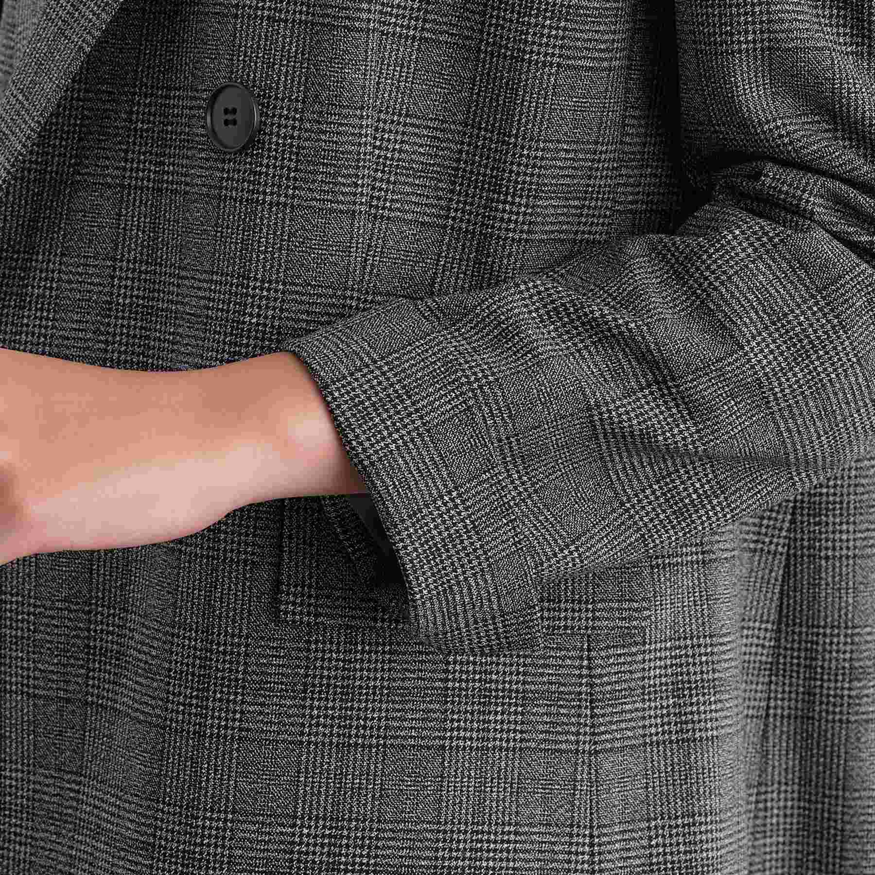 インディヴィ INDIVI 【洗える／オンオフ】チェック柄ダブルジャケット （ブラック(219)） ブラック(219)