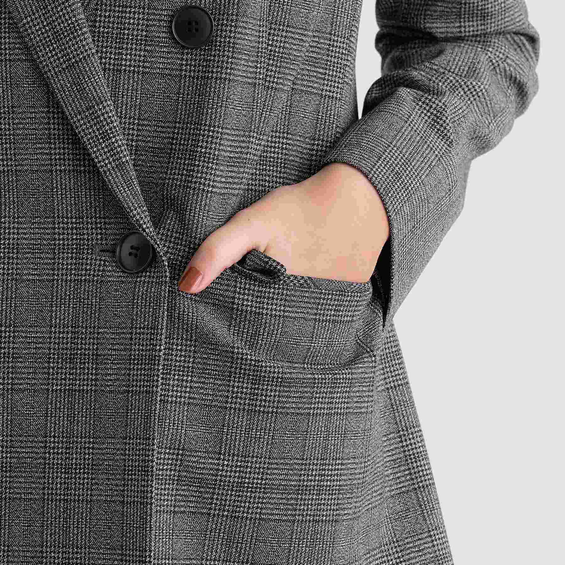 インディヴィ INDIVI 【洗える／オンオフ】チェック柄ダブルジャケット （ブラック(219)） ブラック(219)