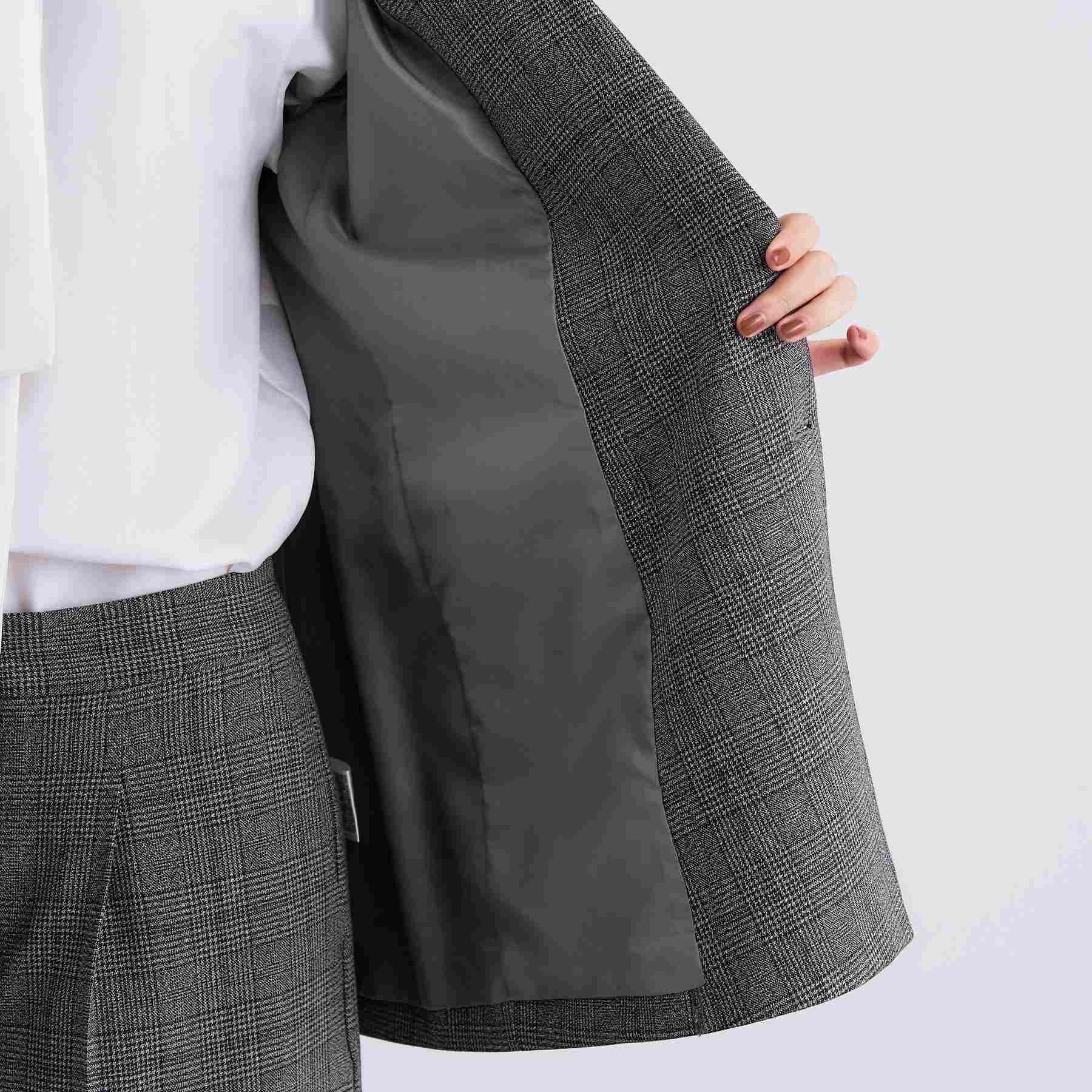 インディヴィ INDIVI 【洗える／オンオフ】チェック柄ダブルジャケット （ブラック(219)） ブラック(219)