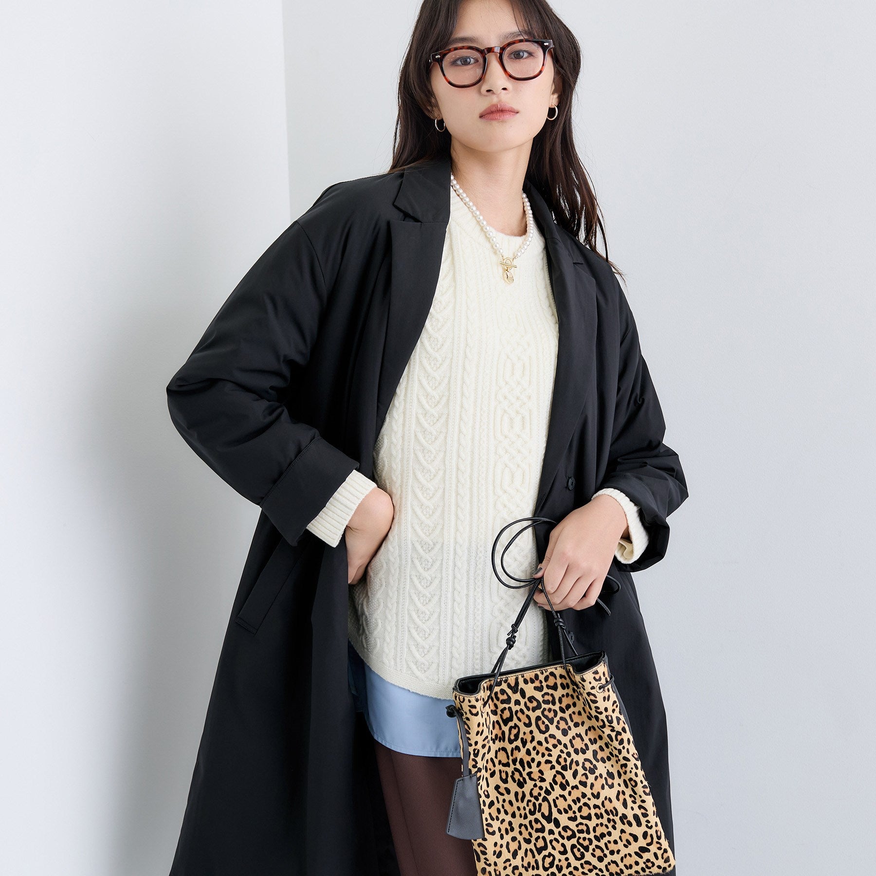 インディヴィ INDIVI 【超軽量／蓄熱】ライトパフ チェスターコート （ブラック(019)） ブラック(019)