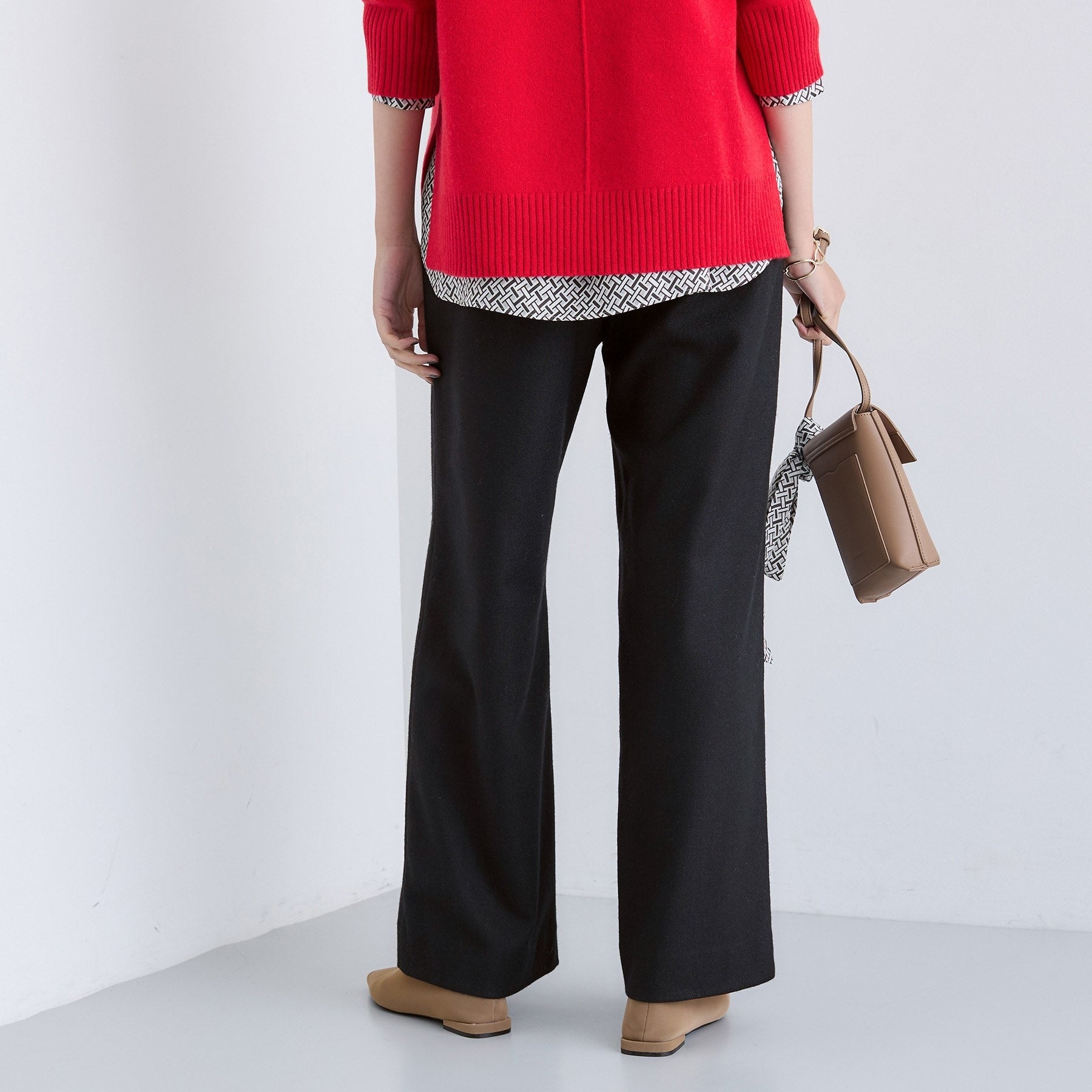 インディヴィ INDIVI 【褒められパンツ／ウール混】ウォームウール ワイドパンツ （ブルー(493)） ブルー(493)