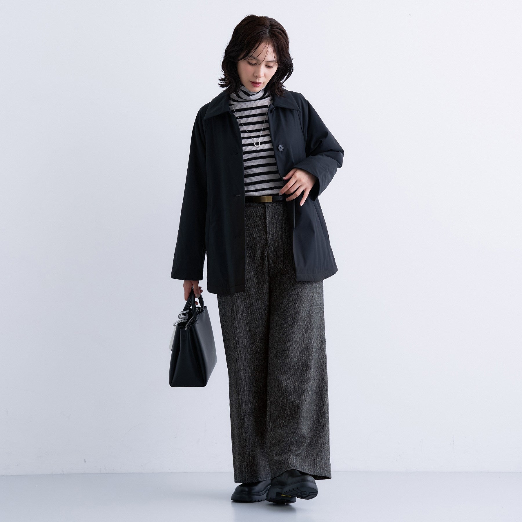 インディヴィ INDIVI 【褒められパンツ／ウール混】ウォームウール ワイドパンツ （ブルー(493)） ブルー(493)