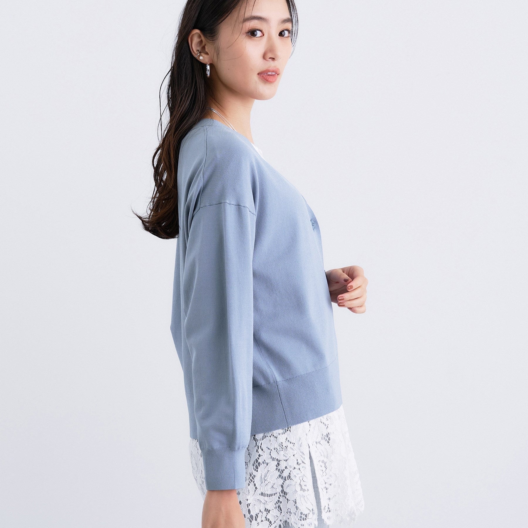 インディヴィ INDIVI Vネック ストレッチカーディガン （グレージュ(050)） グレージュ(050)