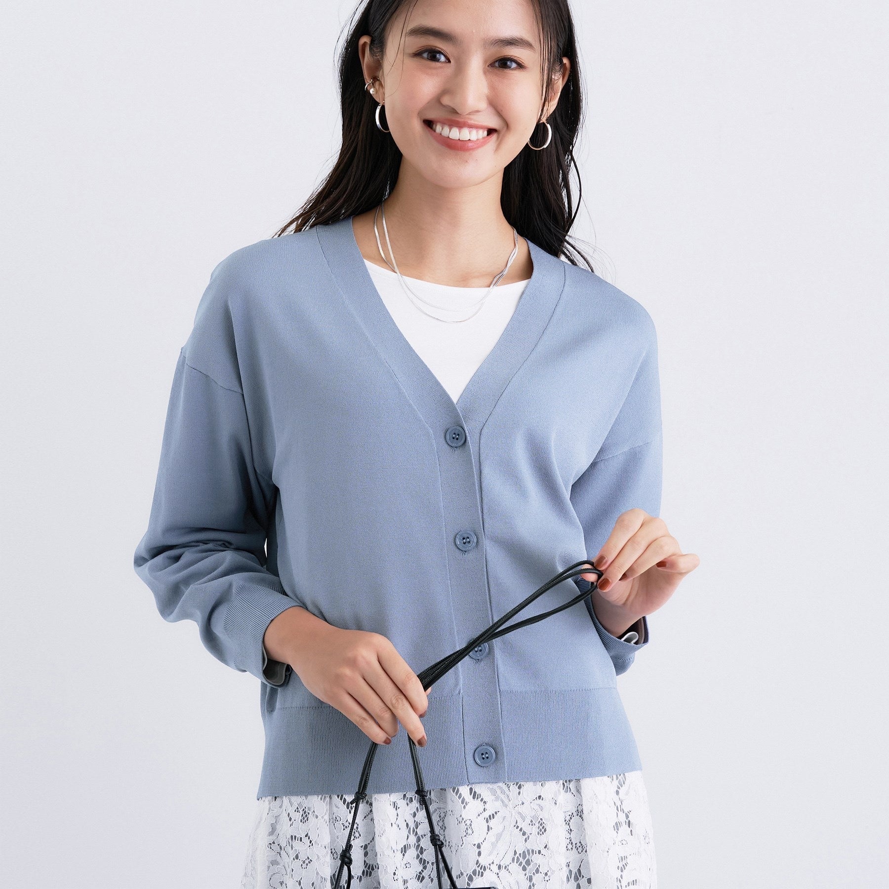 インディヴィ INDIVI Vネック ストレッチカーディガン （グレージュ(050)） グレージュ(050)