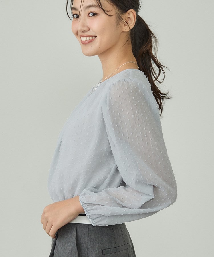 インディヴィ INDIVI 【袖コンシャス】シアードットブラウス （ホワイト(001)） ホワイト(001)