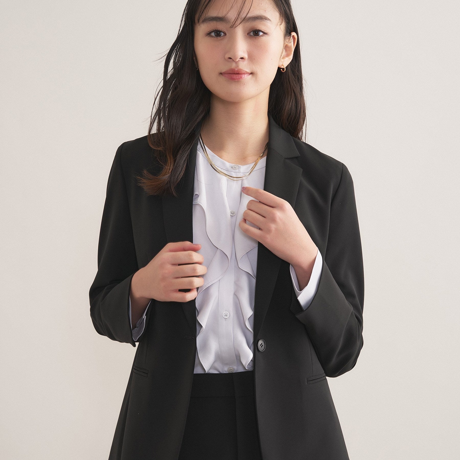 インディヴィ INDIVI 【通勤スーツ／洗える】ストレッチテーラードカラージャケット （ブラック(019)） ブラック(019)