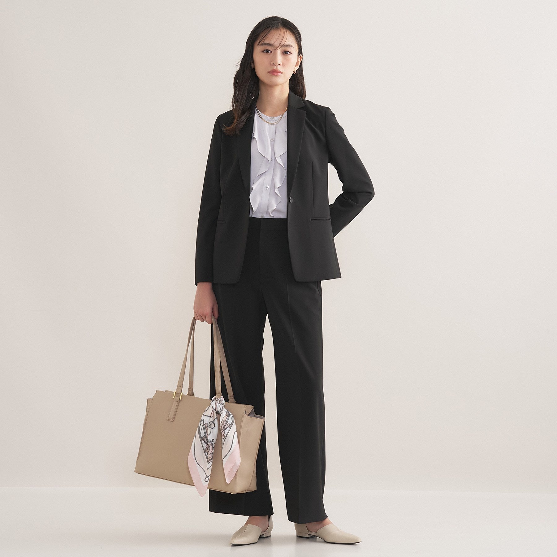 インディヴィ INDIVI 【通勤スーツ／洗える】ストレッチテーラードカラージャケット （ブラック(019)） ブラック(019)