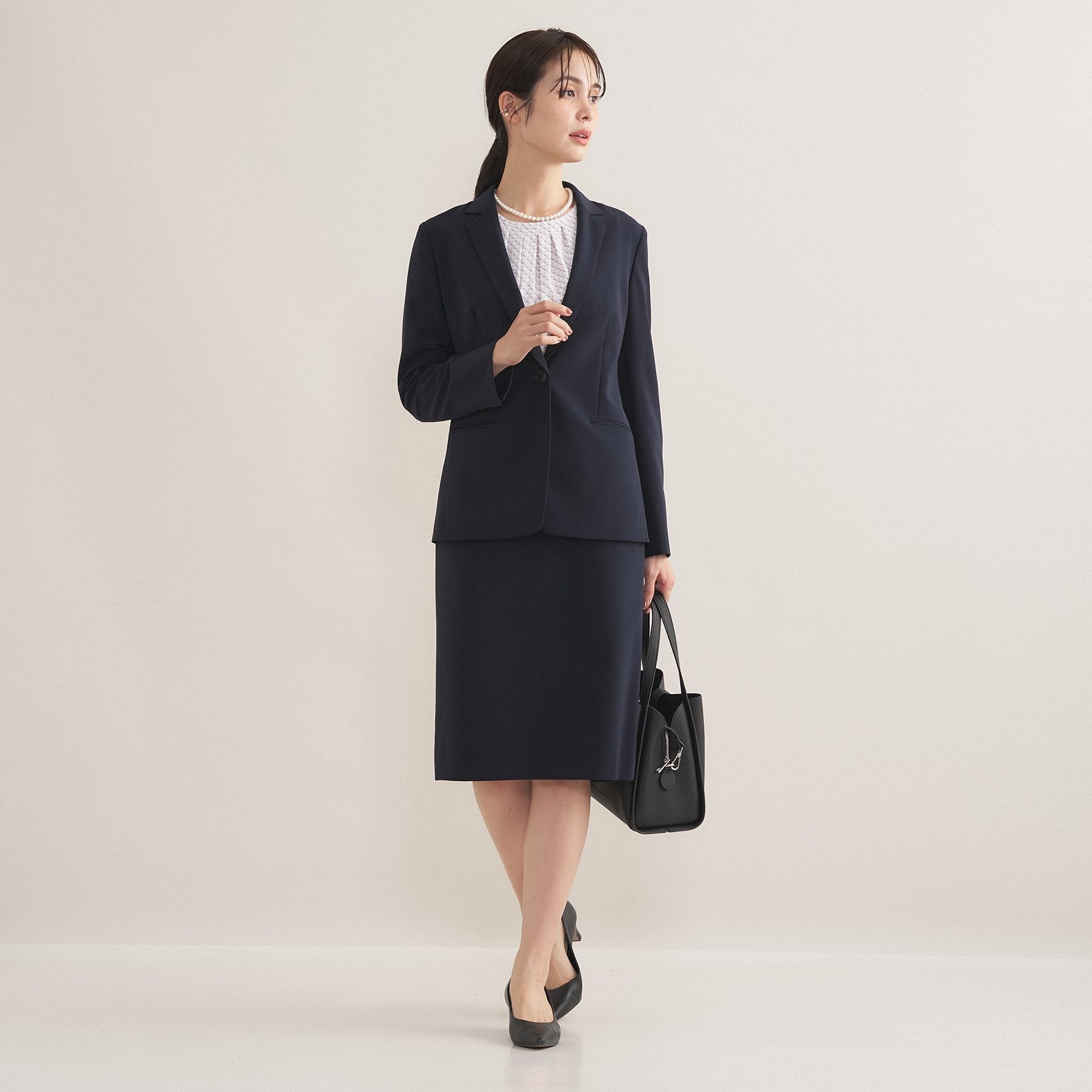 インディヴィ INDIVI 【通勤スーツ／洗える】ストレッチテーラードカラージャケット （ブラック(019)） ブラック(019)