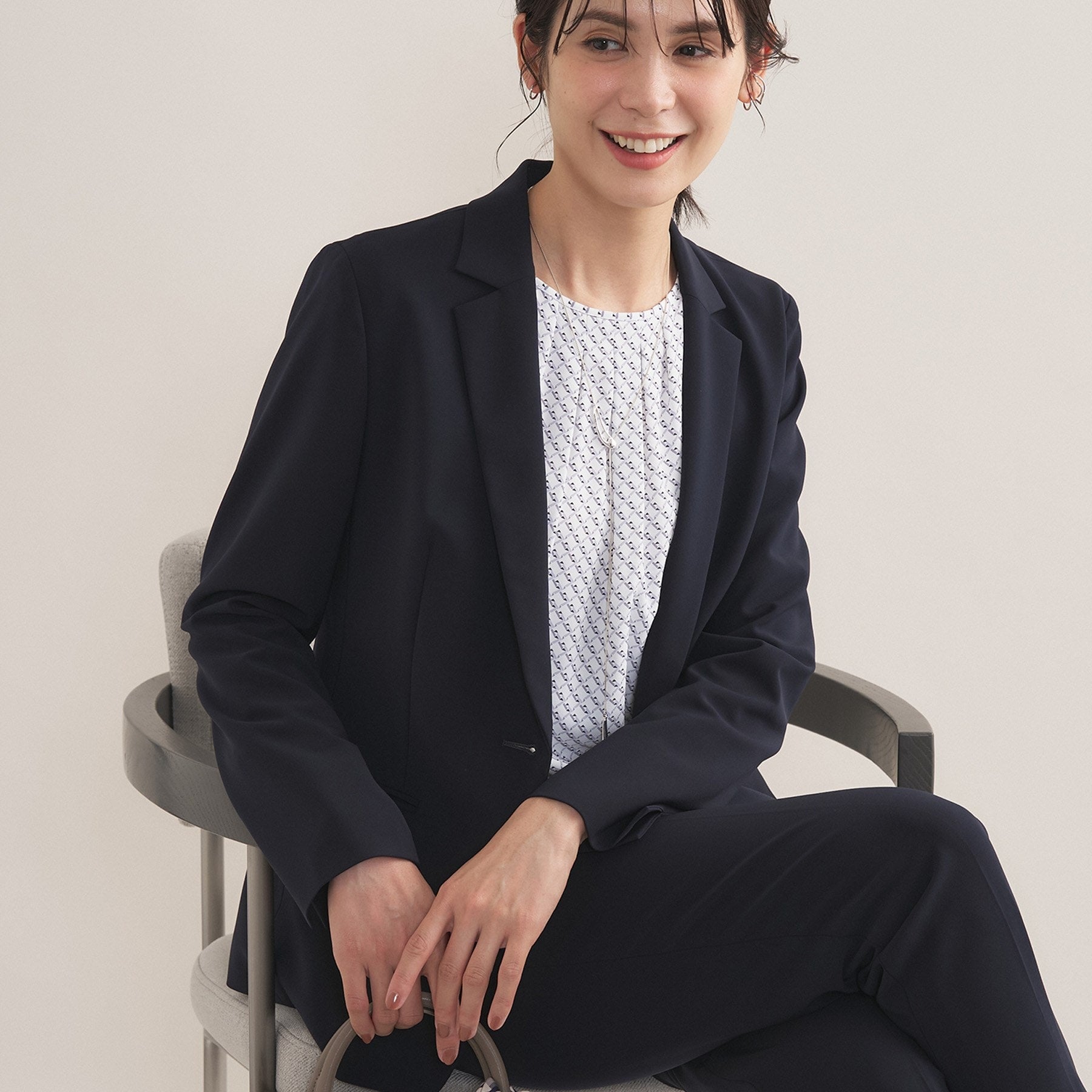 インディヴィ INDIVI 【通勤スーツ／洗える】ストレッチテーラードカラージャケット （ネイビー(094)） ネイビー(094)