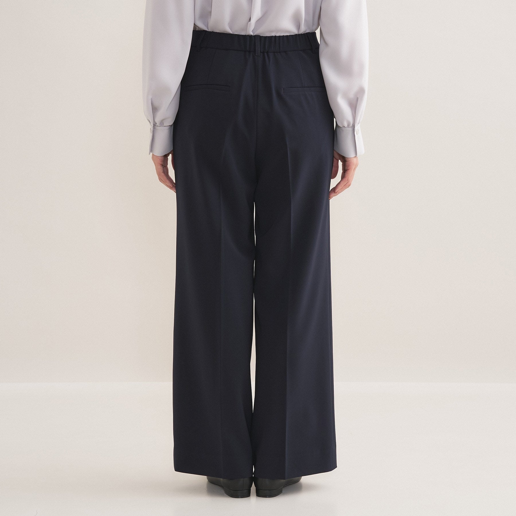 インディヴィ INDIVI 【通勤スーツ／洗える】ストレッチワイドパンツ （ネイビー(094)） ネイビー(094)