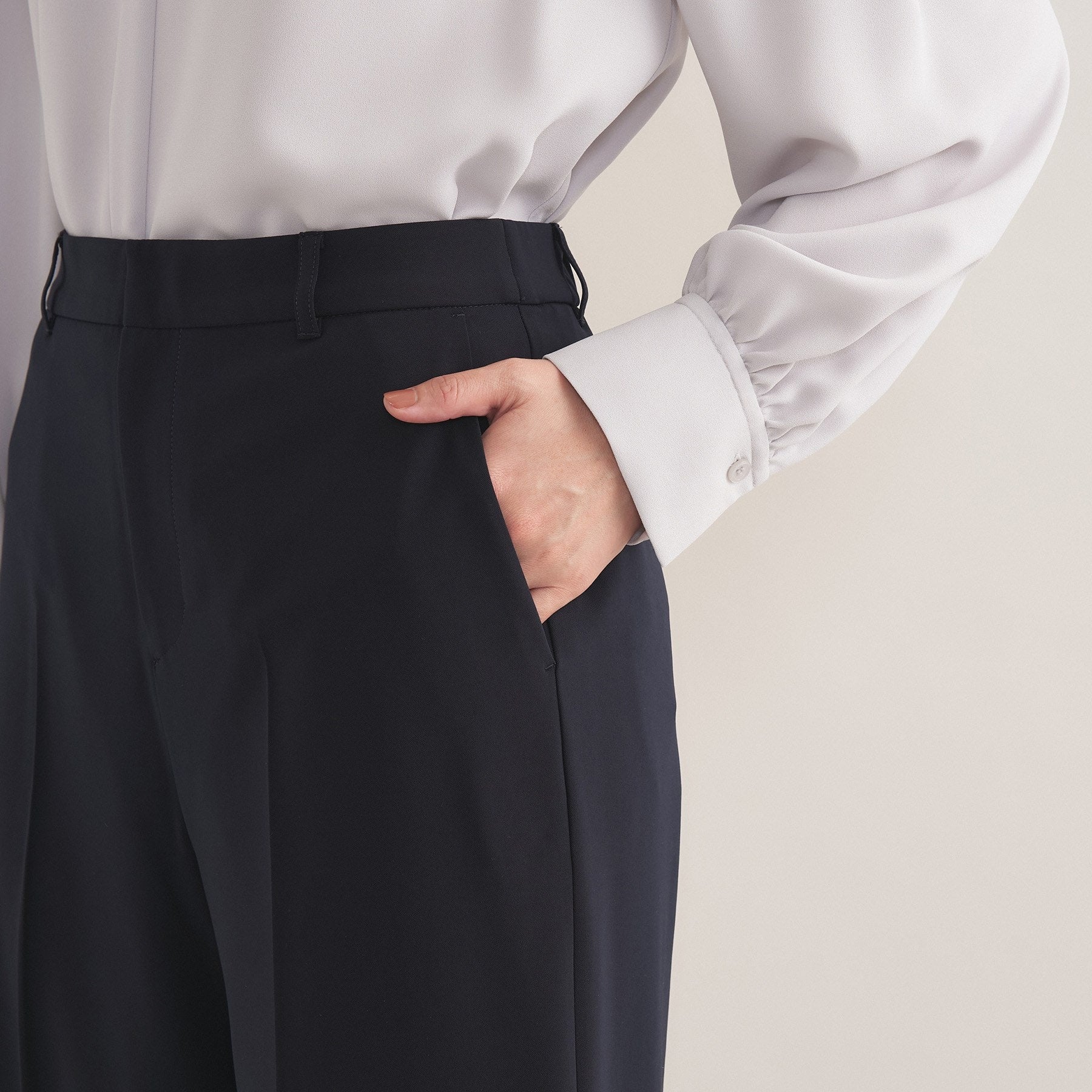 インディヴィ INDIVI 【通勤スーツ／洗える】ストレッチワイドパンツ （ネイビー(094)） ネイビー(094)