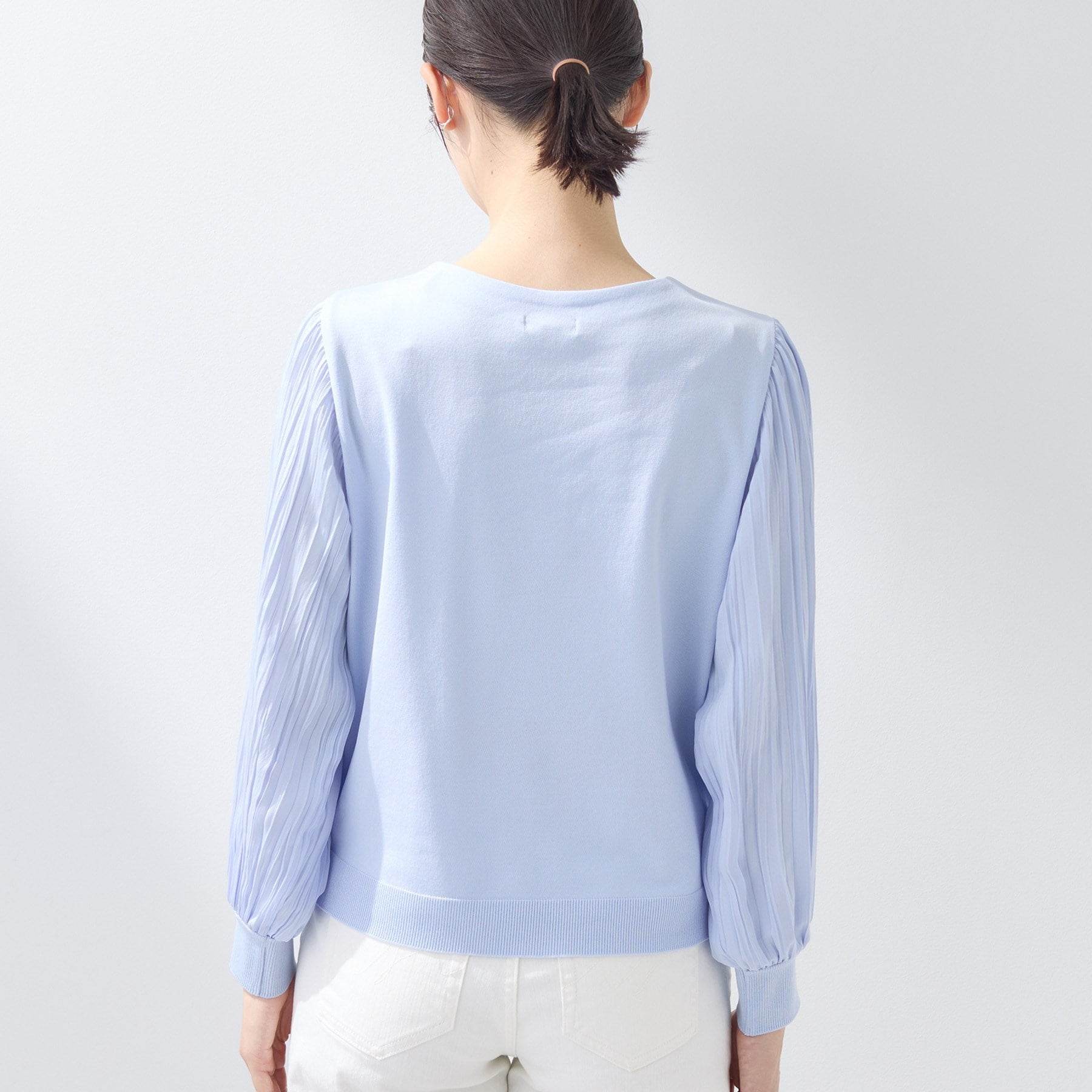 インディヴィ INDIVI 【洗える／華やか】袖プリーツニット （ブラック(019)） ブラック(019)