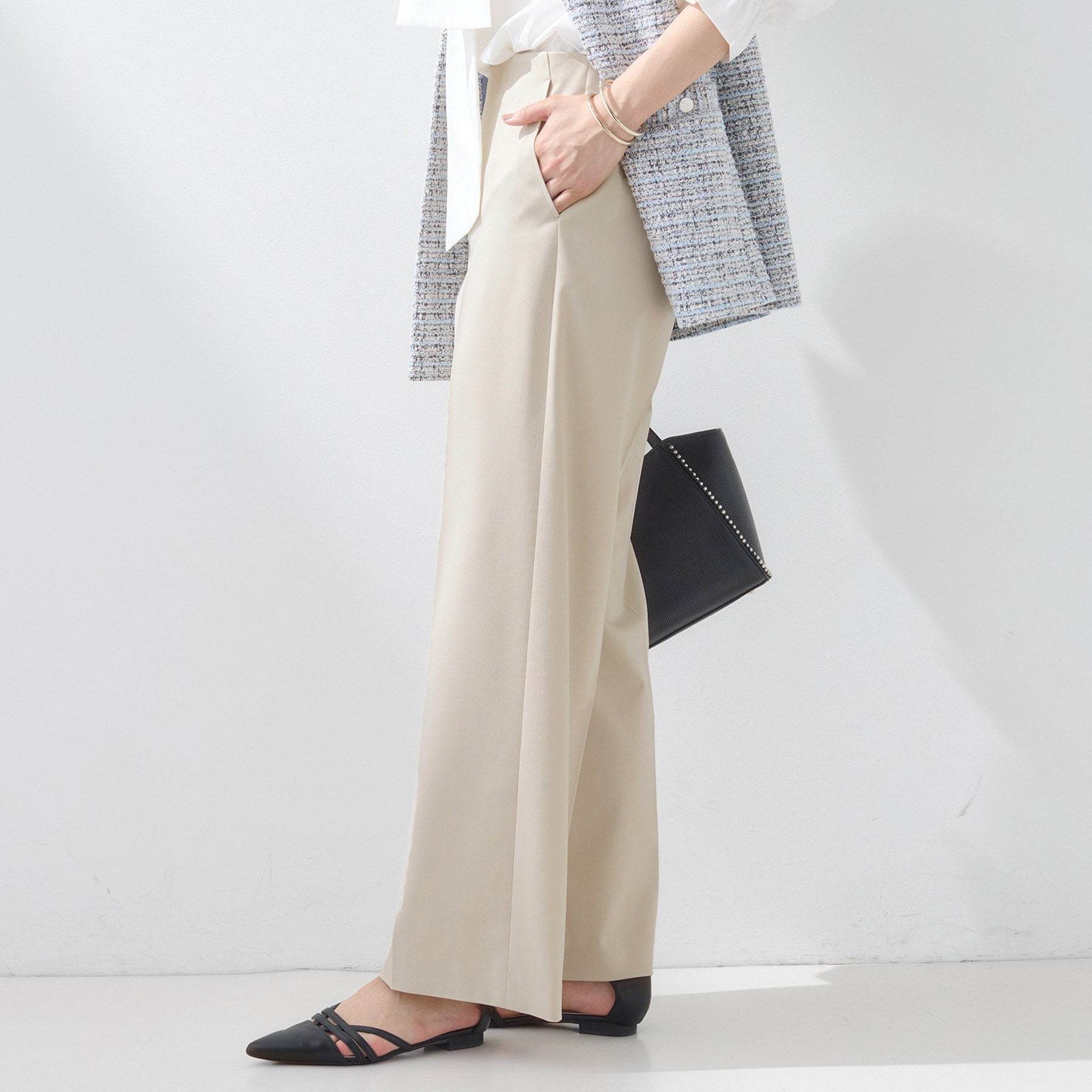 インディヴィ INDIVI 【新作褒められパンツ】快温ワイドパンツ （ネイビー(094)） ネイビー(094)