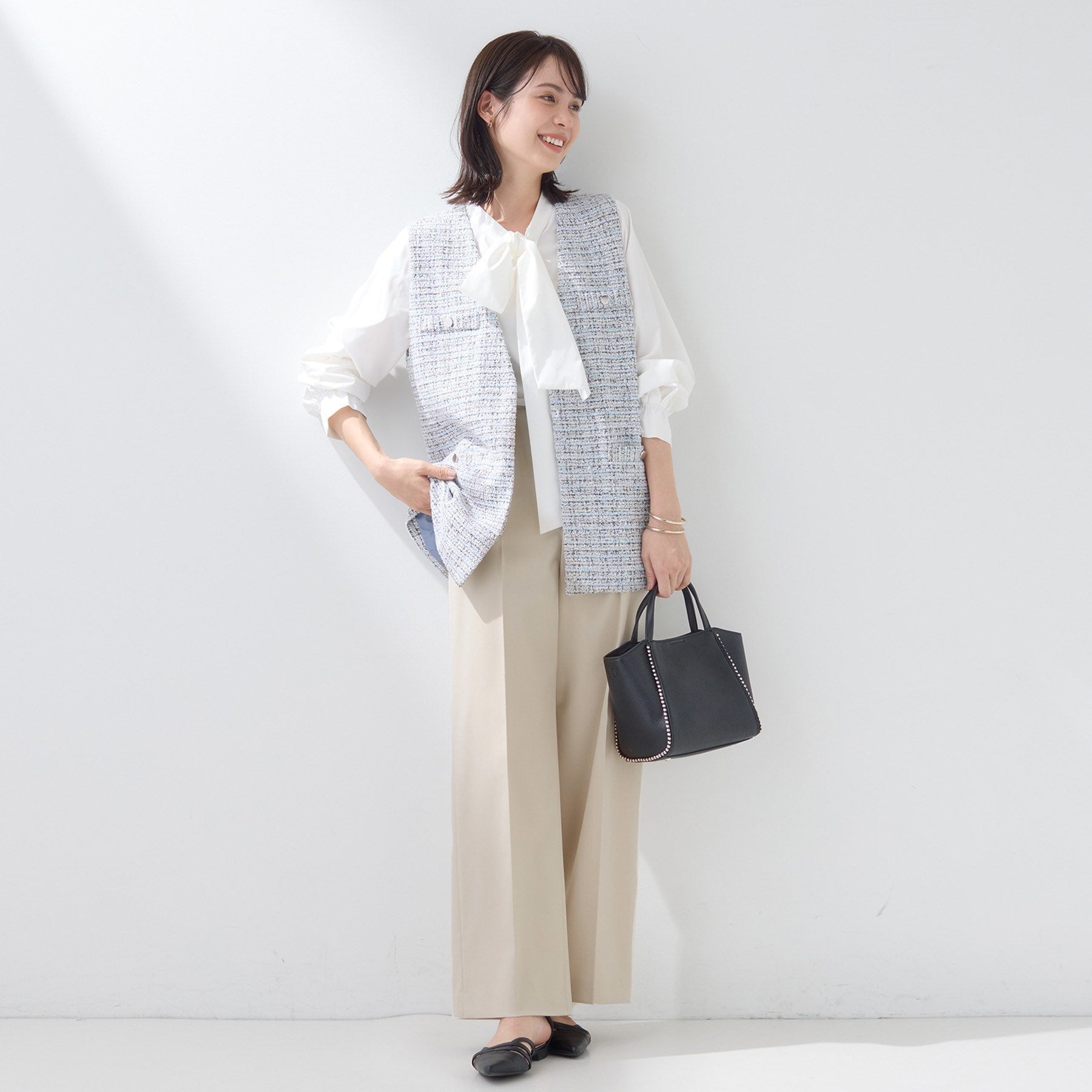 インディヴィ INDIVI 【新作褒められパンツ】快温ワイドパンツ （ネイビー(094)） ネイビー(094)