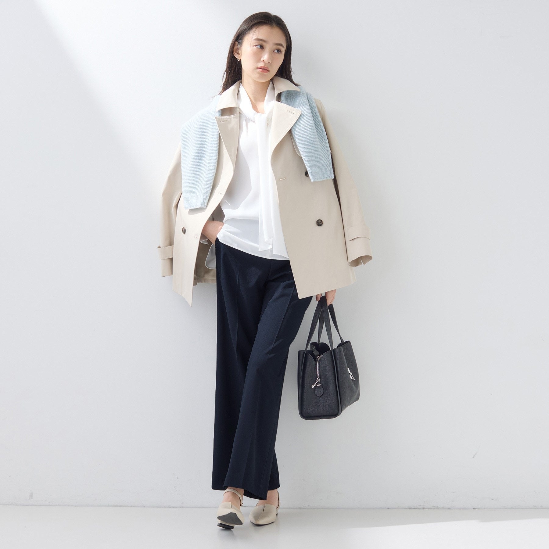 インディヴィ INDIVI 【新作褒められパンツ】快温ワイドパンツ （ネイビー(094)） ネイビー(094)