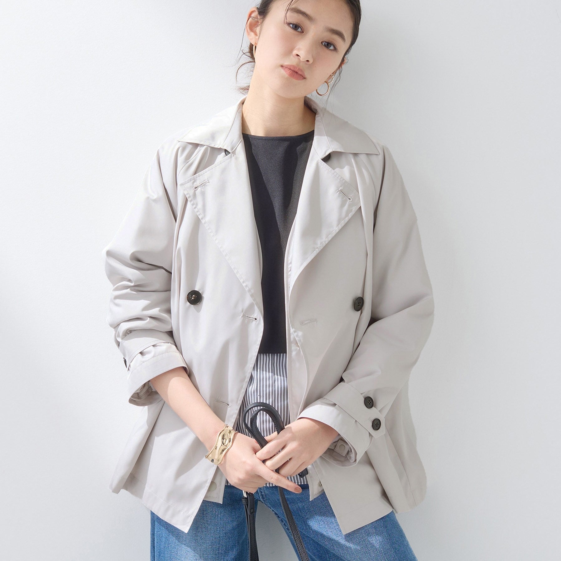 インディヴィ INDIVI 【撥水／UVケア／2WAY】超軽量ライナー付ライトトレンチコート （ネイビー(094)） ネイビー(094)