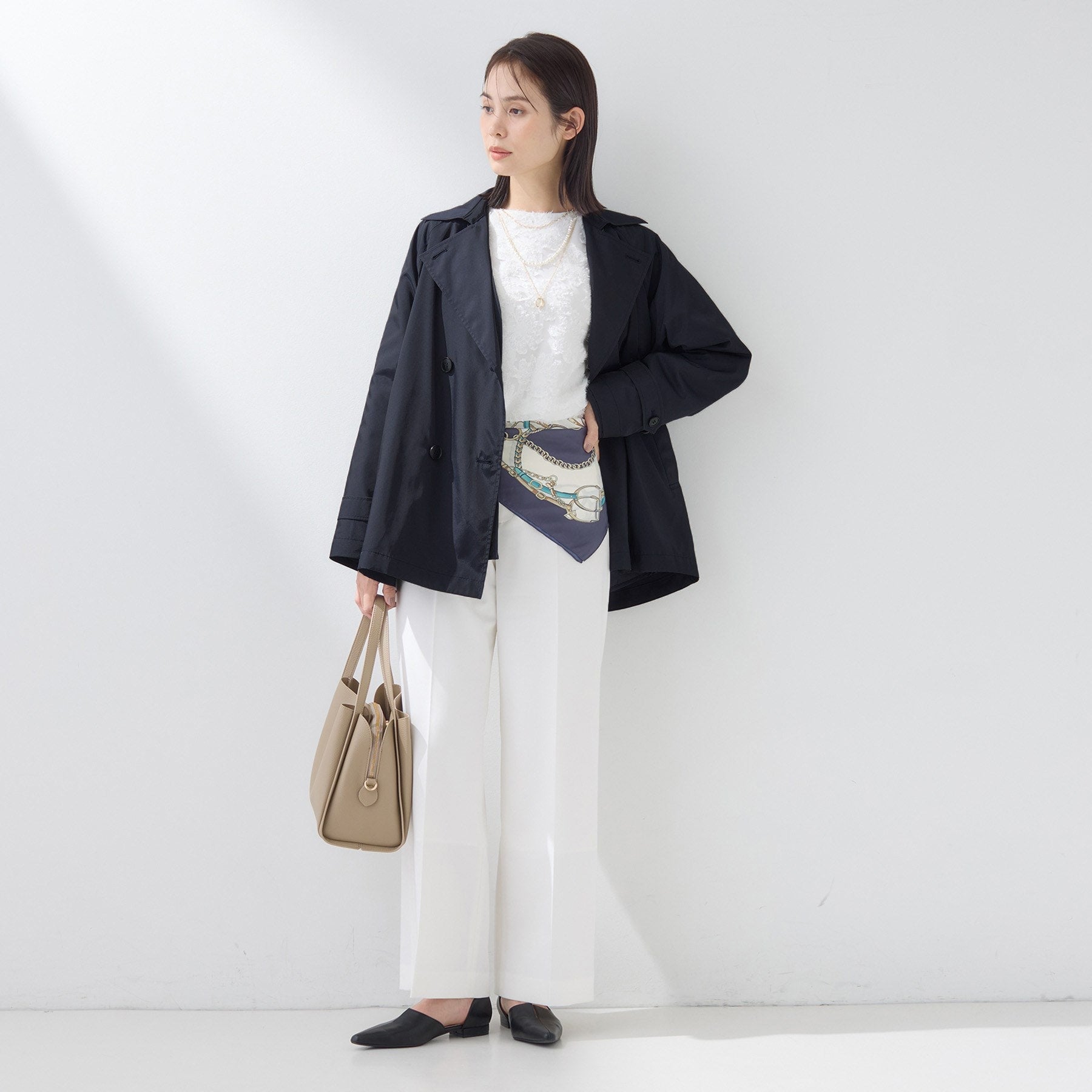 インディヴィ INDIVI 【撥水／UVケア／2WAY】超軽量ライナー付ライトトレンチコート （ネイビー(094)） ネイビー(094)