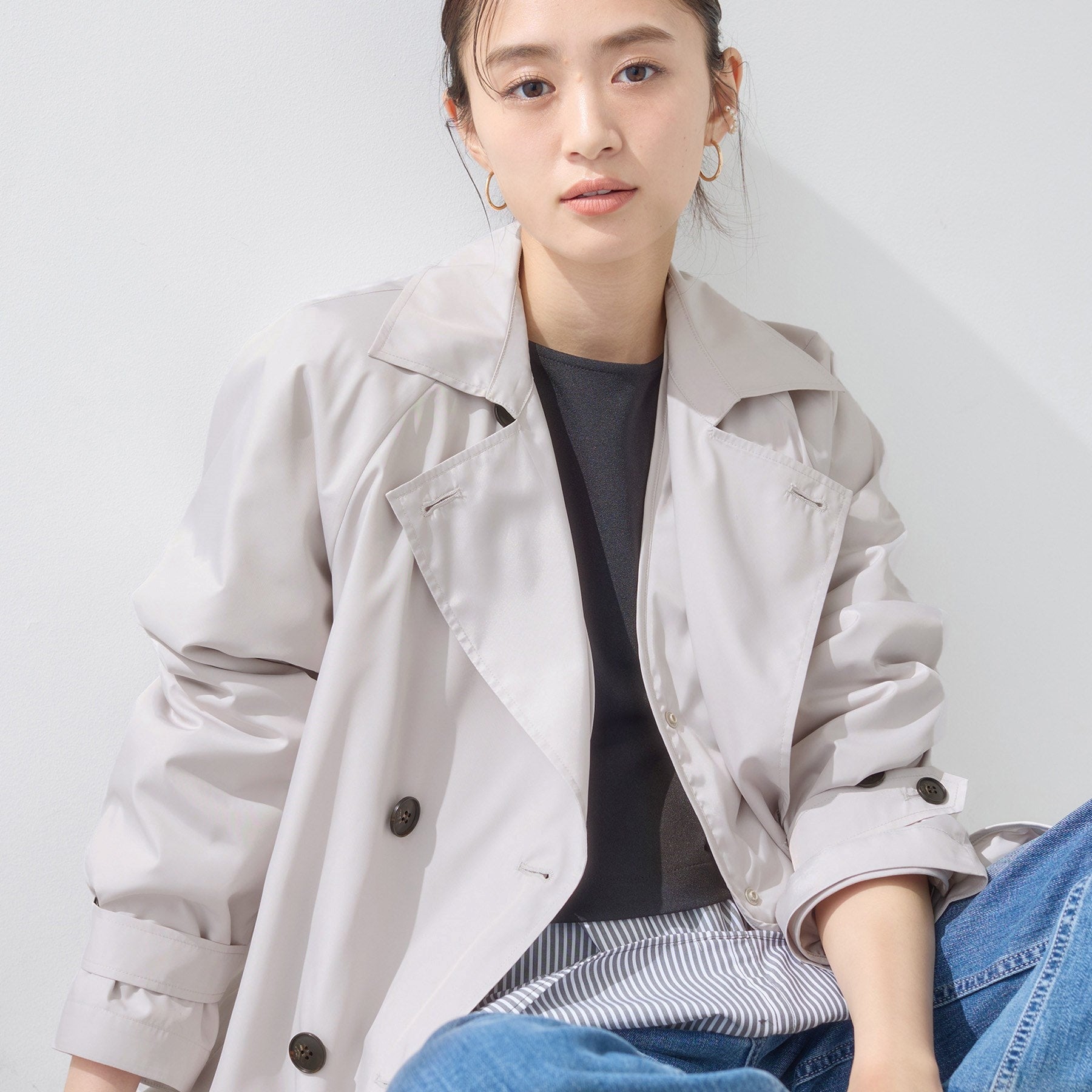 インディヴィ INDIVI 【撥水／UVケア／2WAY】超軽量ライナー付ライトトレンチコート （グレージュ(050)） グレージュ(050)