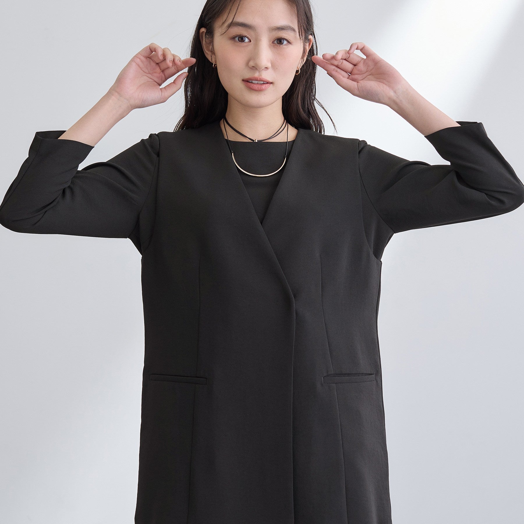 インディヴィ INDIVI 【洗える／多機能／SETUP可】こなれジレジャケット （ベージュ(052)） ベージュ(052)