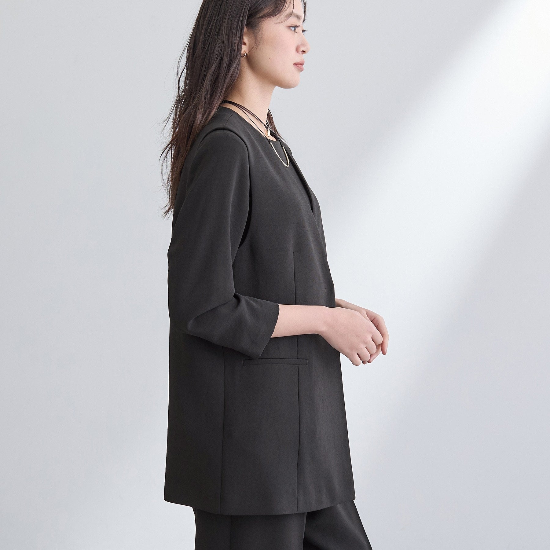 インディヴィ INDIVI 【洗える／多機能／SETUP可】こなれジレジャケット （ベージュ(052)） ベージュ(052)