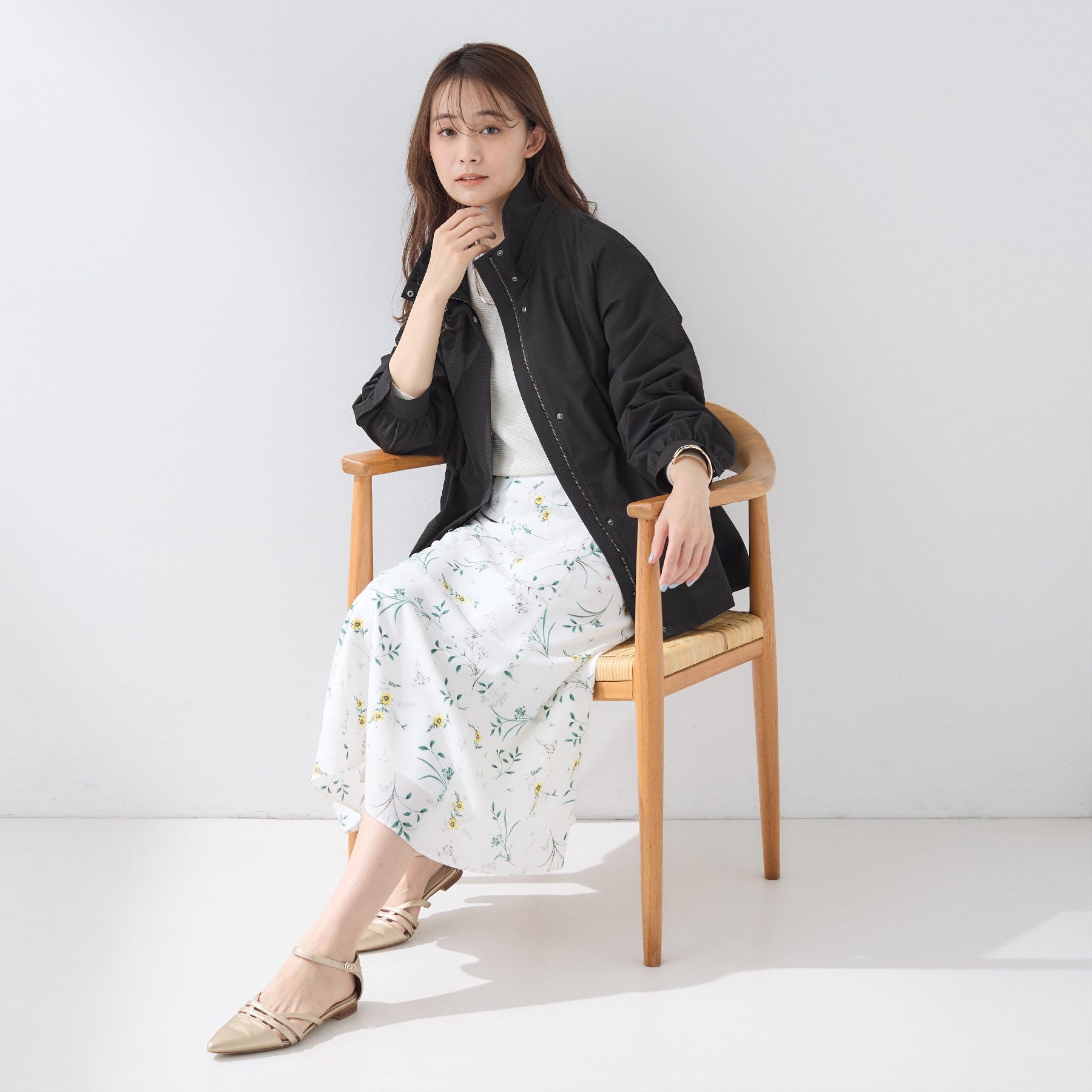 インディヴィ INDIVI 【撥水／フード取外し可】凹凸素材ブルゾン （オフホワイト(003)） オフホワイト(003)