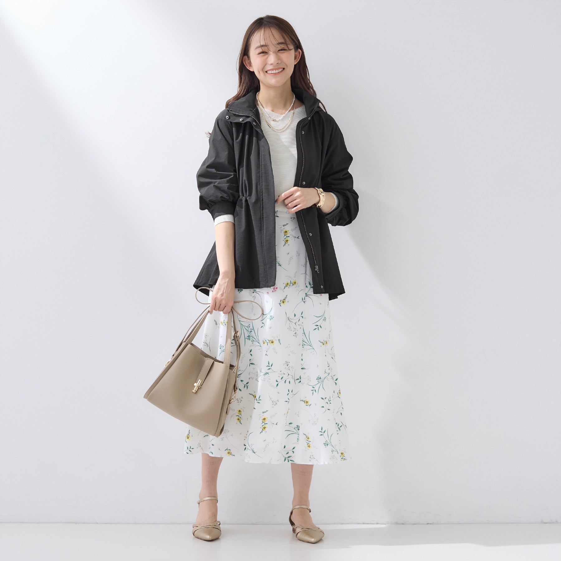 インディヴィ INDIVI 【撥水／フード取外し可】凹凸素材ブルゾン （オフホワイト(003)） オフホワイト(003)