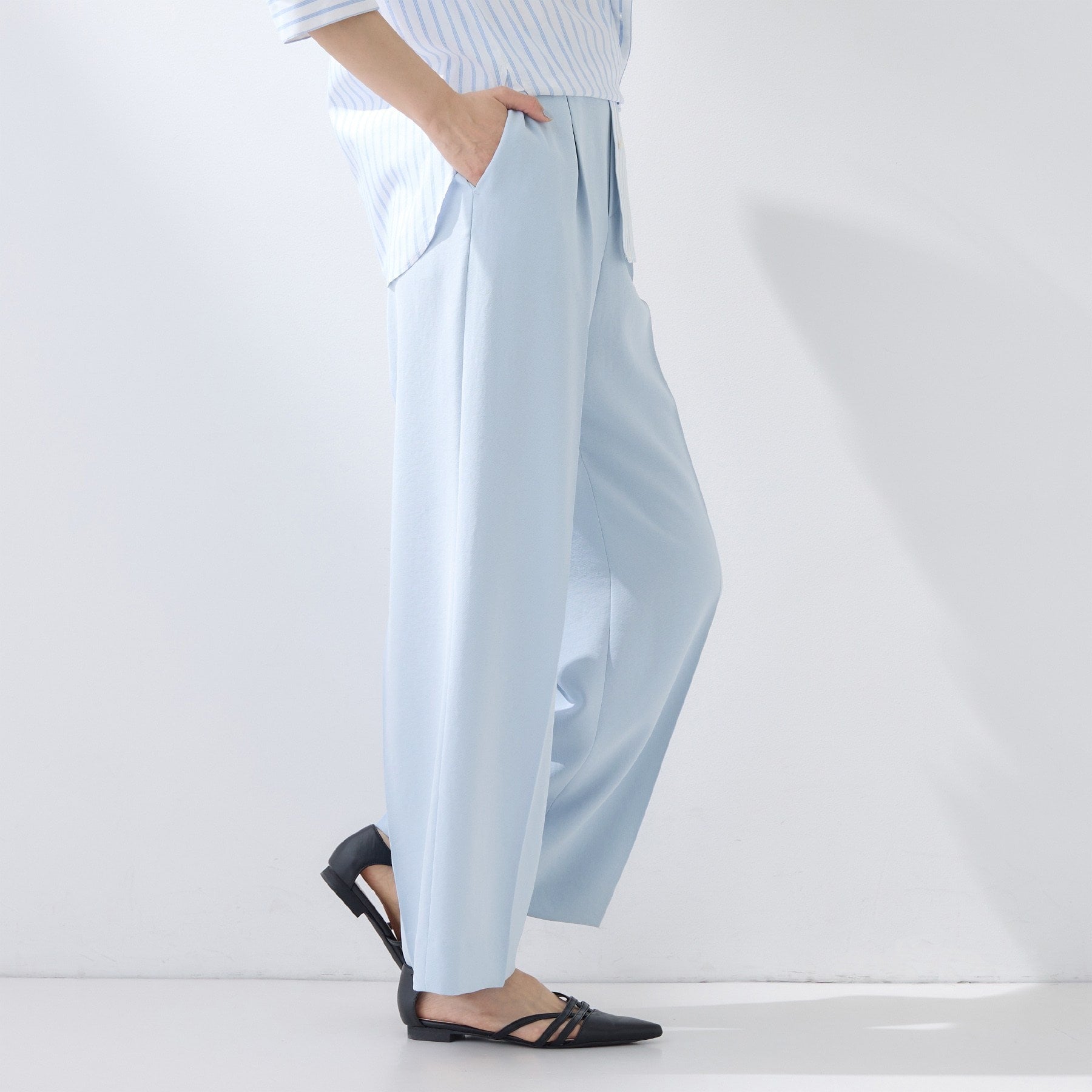 インディヴィ INDIVI 【洗える／UVケア／SETUP可】こなれワイドパンツ （ブラック(019)） ブラック(019)