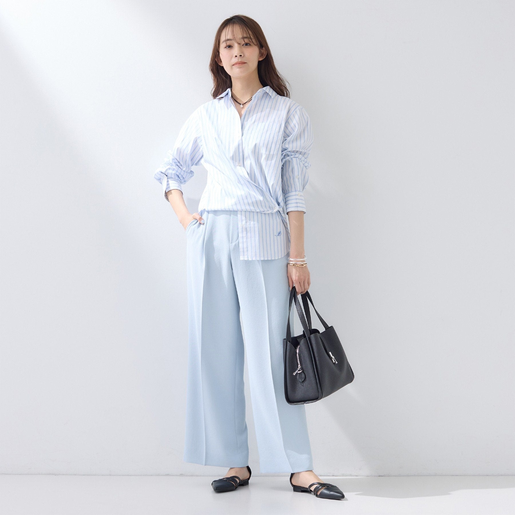 インディヴィ INDIVI 【洗える／UVケア／SETUP可】こなれワイドパンツ （ブラック(019)） ブラック(019)