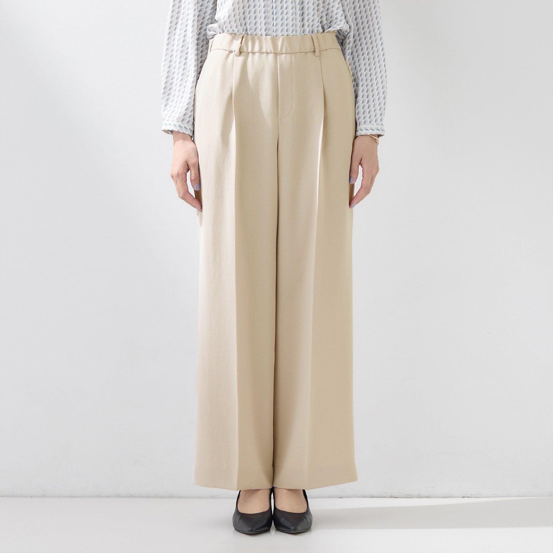 インディヴィ INDIVI 【洗える／UVケア／SETUP可】こなれワイドパンツ （ブラック(019)） ブラック(019)