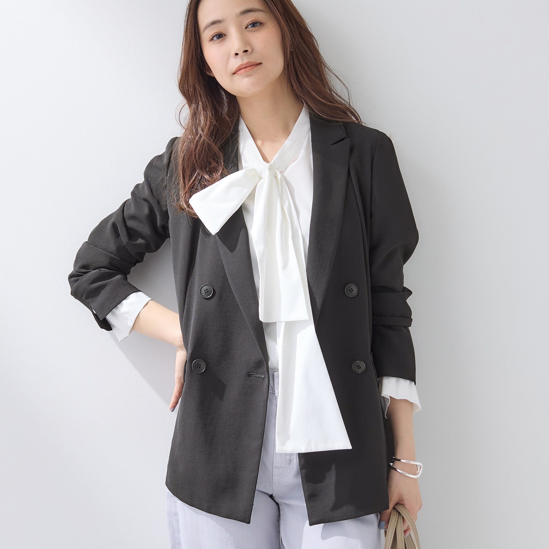 インディヴィ INDIVI 【洗える／多機能／SETUP可】こなれダブルジャケット （ネイビー(094)） ネイビー(094)