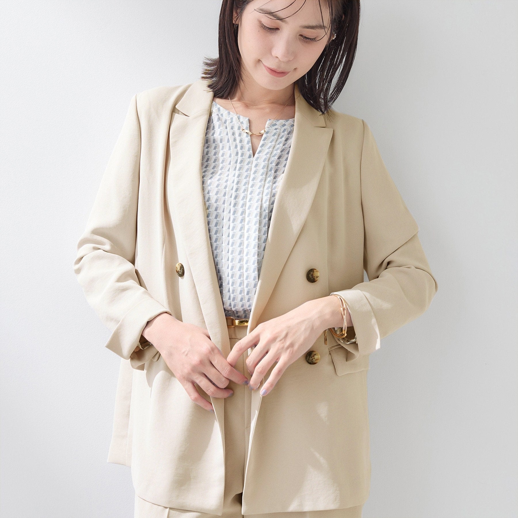 インディヴィ INDIVI 【洗える／多機能／SETUP可】こなれダブルジャケット （ネイビー(094)） ネイビー(094)