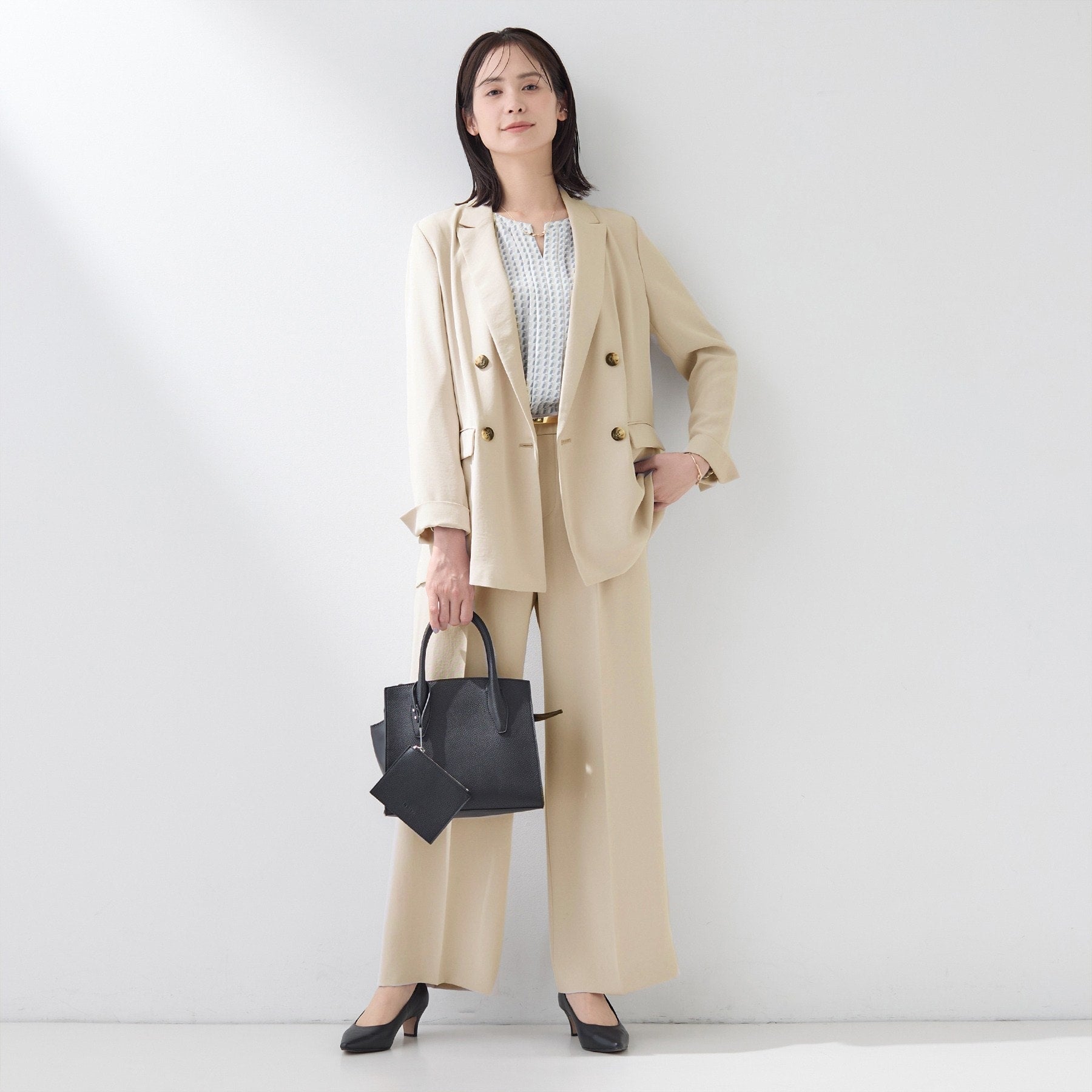 インディヴィ INDIVI 【洗える／多機能／SETUP可】こなれダブルジャケット （ネイビー(094)） ネイビー(094)