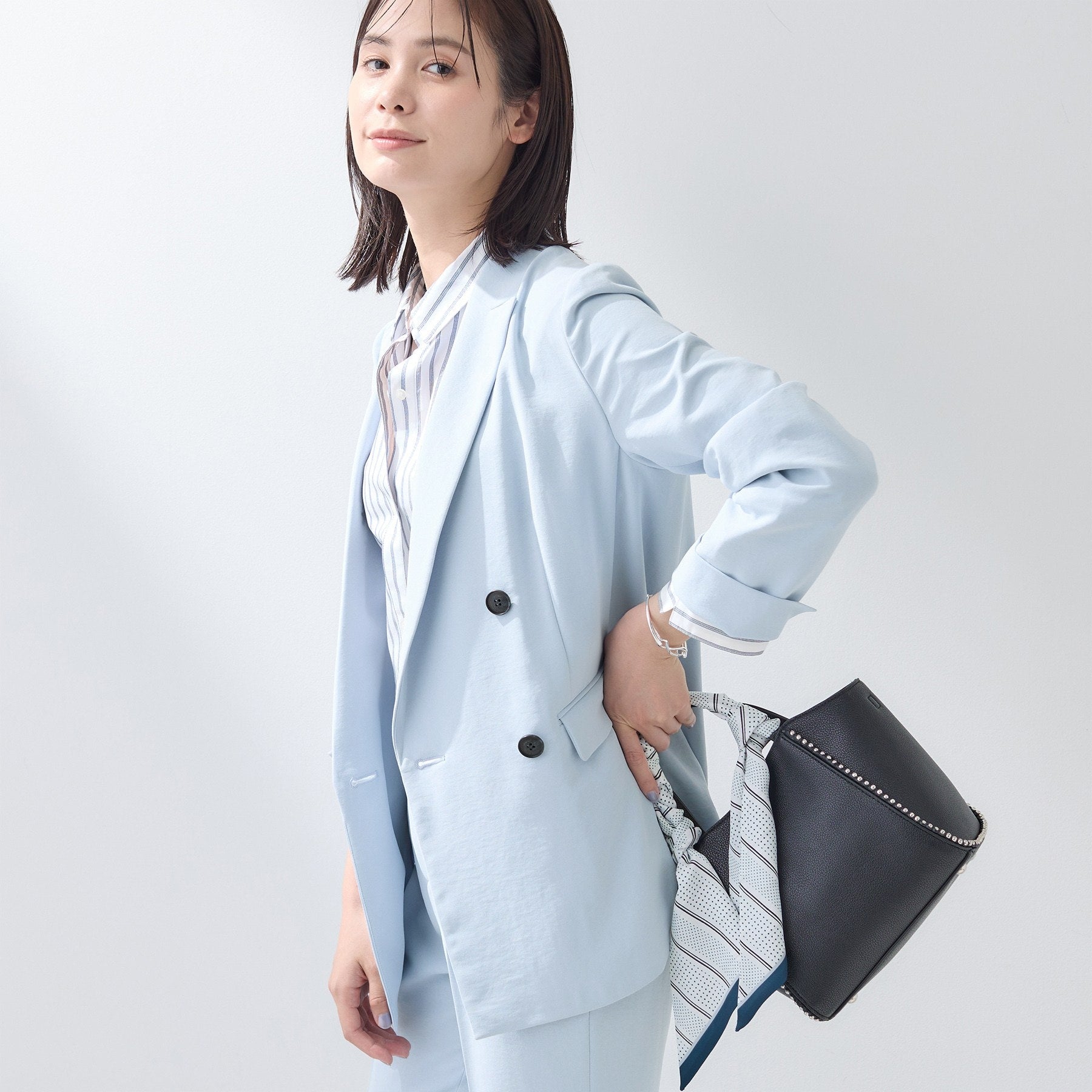 インディヴィ INDIVI 【洗える／多機能／SETUP可】こなれダブルジャケット （ネイビー(094)） ネイビー(094)