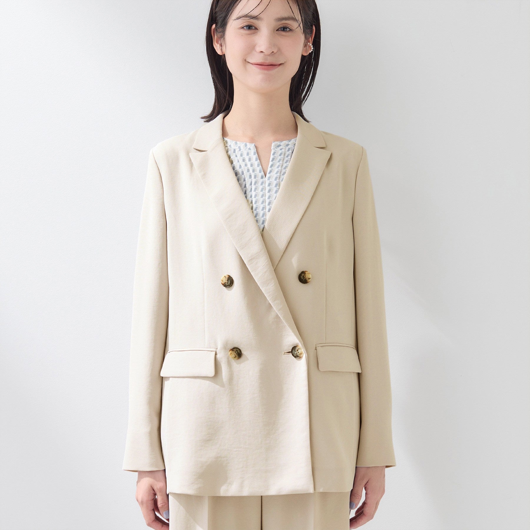 インディヴィ INDIVI 【洗える／多機能／SETUP可】こなれダブルジャケット （ネイビー(094)） ネイビー(094)