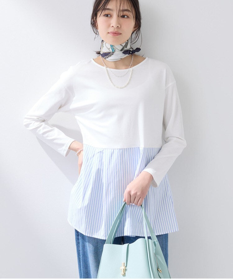 インディヴィ INDIVI 【レイヤードにおすすめ】切り替えデザイントップス （ブルー(391)） ブルー(391)