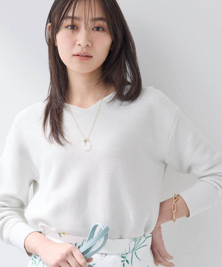 インディヴィ INDIVI 【洗える／軽量】きらめきVネックニット （ライトグレー(011)） ライトグレー(011)