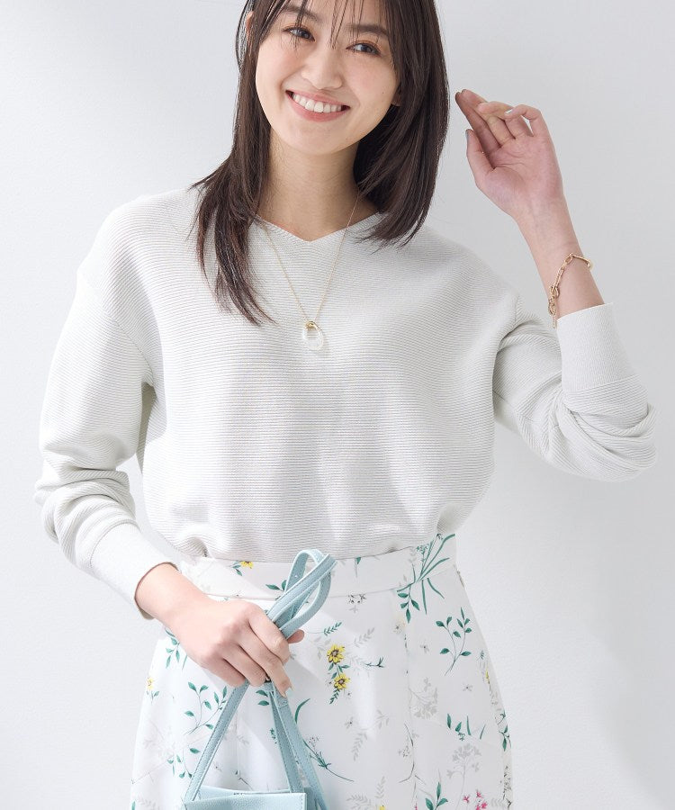 インディヴィ INDIVI 【洗える／軽量】きらめきVネックニット （ライトグレー(011)） ライトグレー(011)