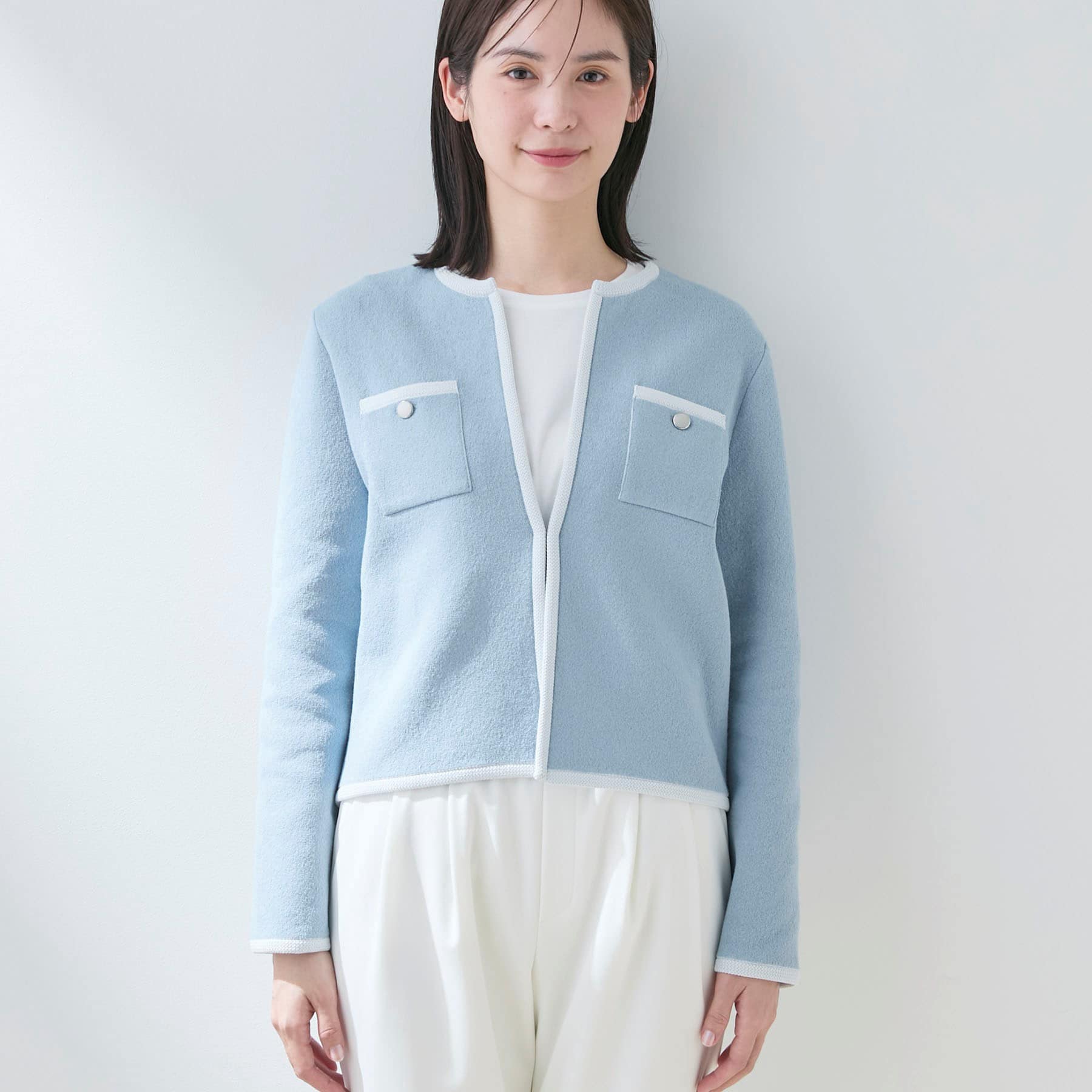 インディヴィ INDIVI 【軽量／セレモニー】ブークレジャケット ニットカーディガン （ブラック(019)） ブラック(019)